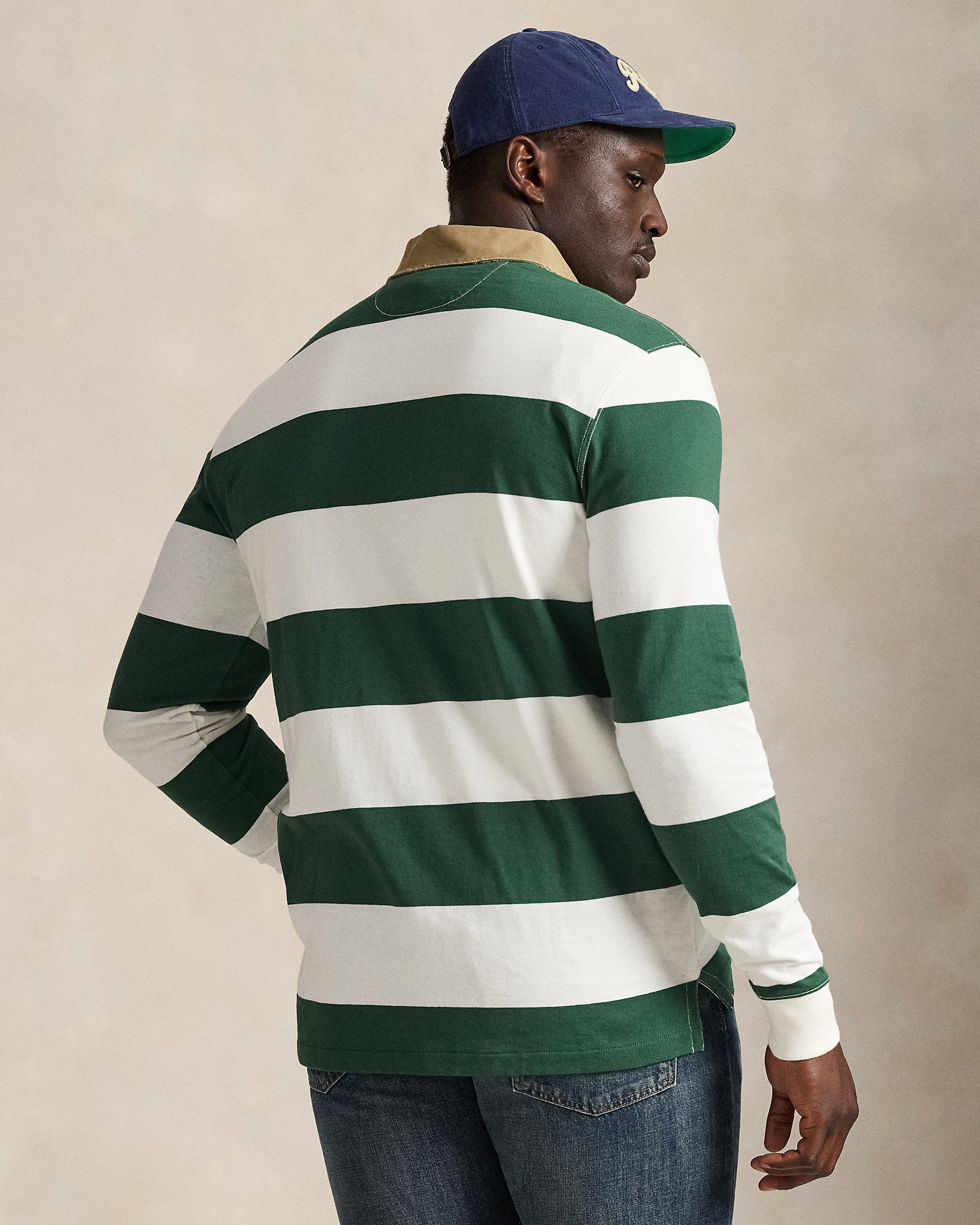 Ralph Lauren KhakiCollar Striped Rugby Shirt