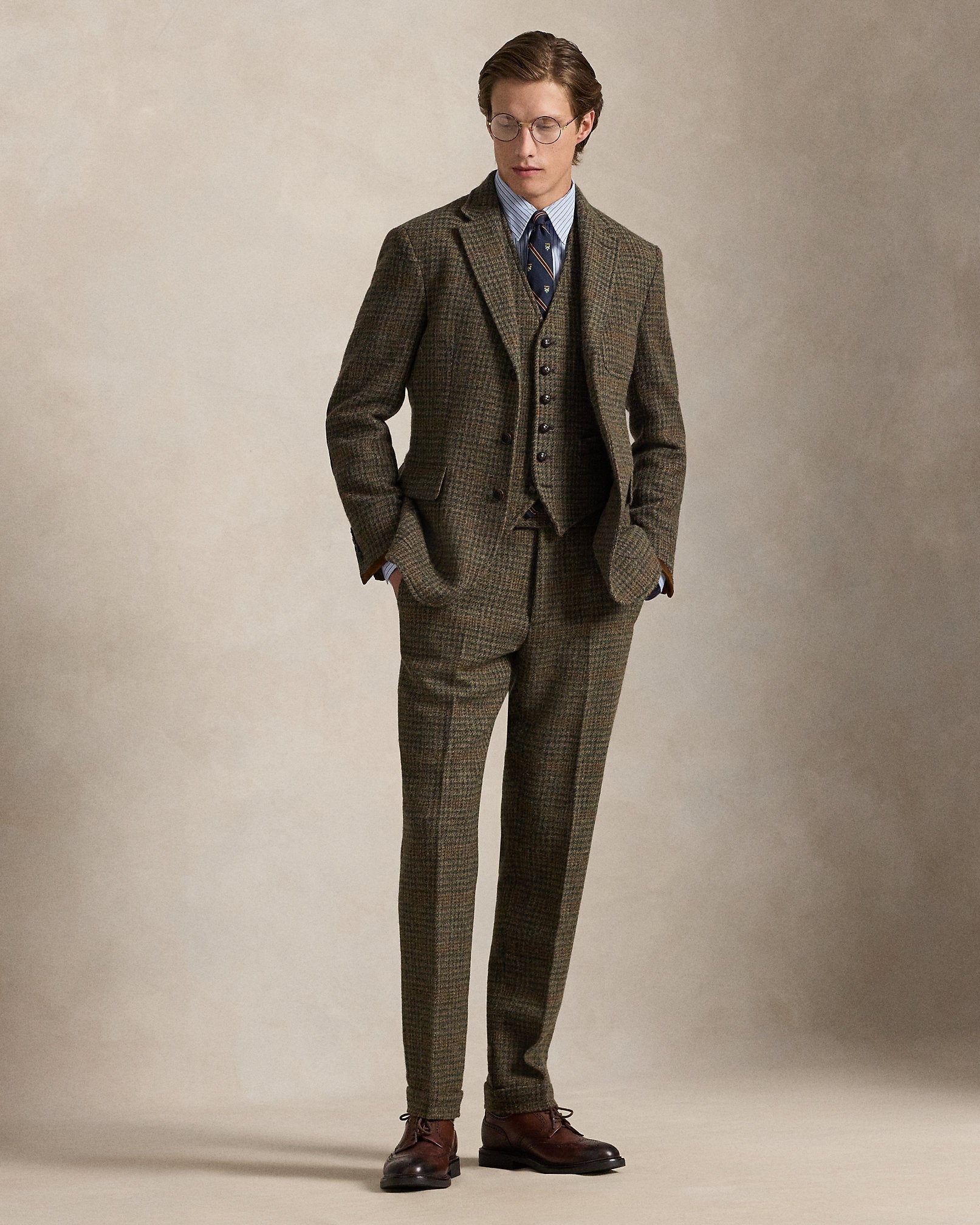 Ralph Lauren Plaid Wool Tweed Suit Trouser