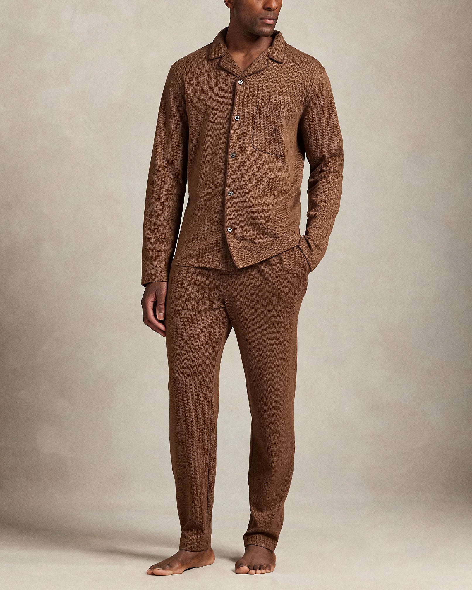 Ralph Lauren HerringboneKnit Pajama Shirt