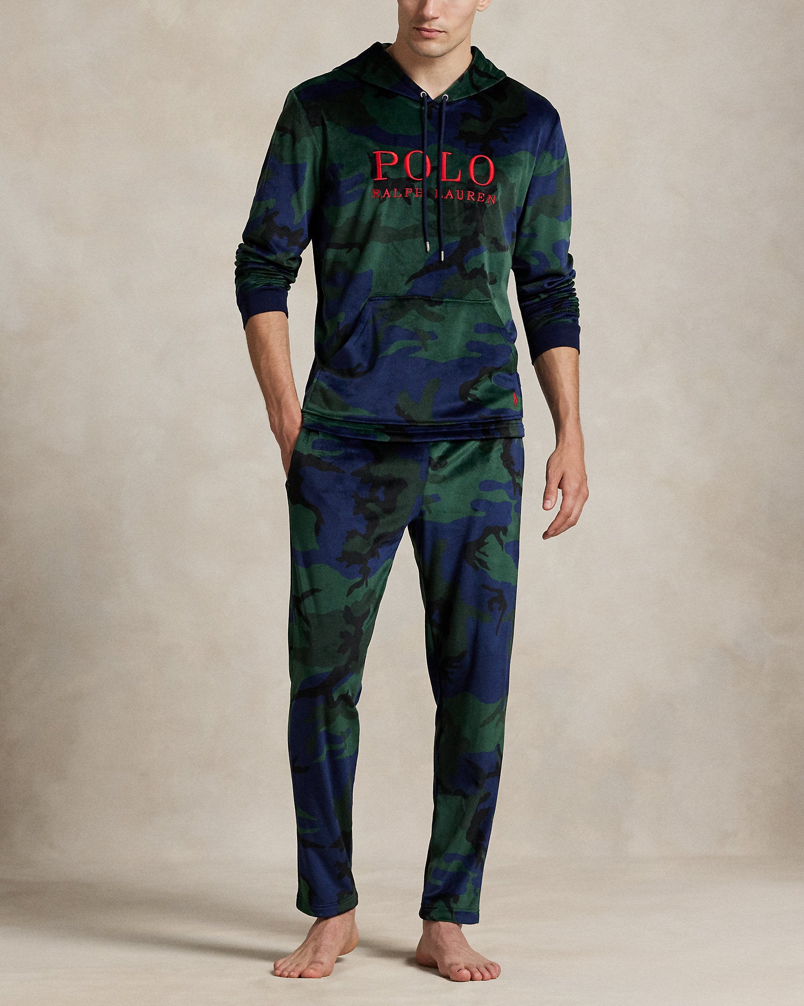 Ralph Lauren Camo Plush Velour Sleep Hoodie
