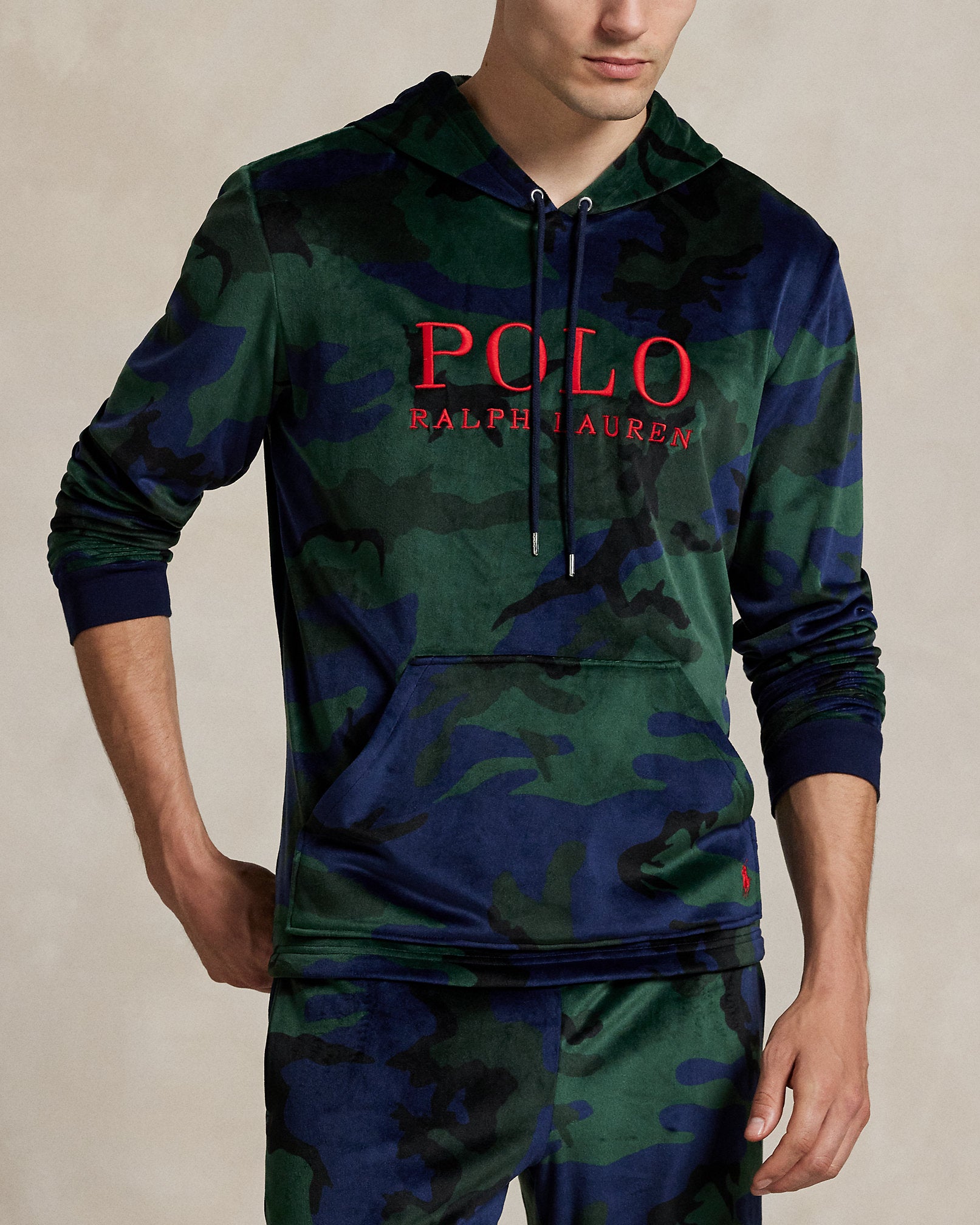 Ralph Lauren Camo Plush Velour Sleep Hoodie