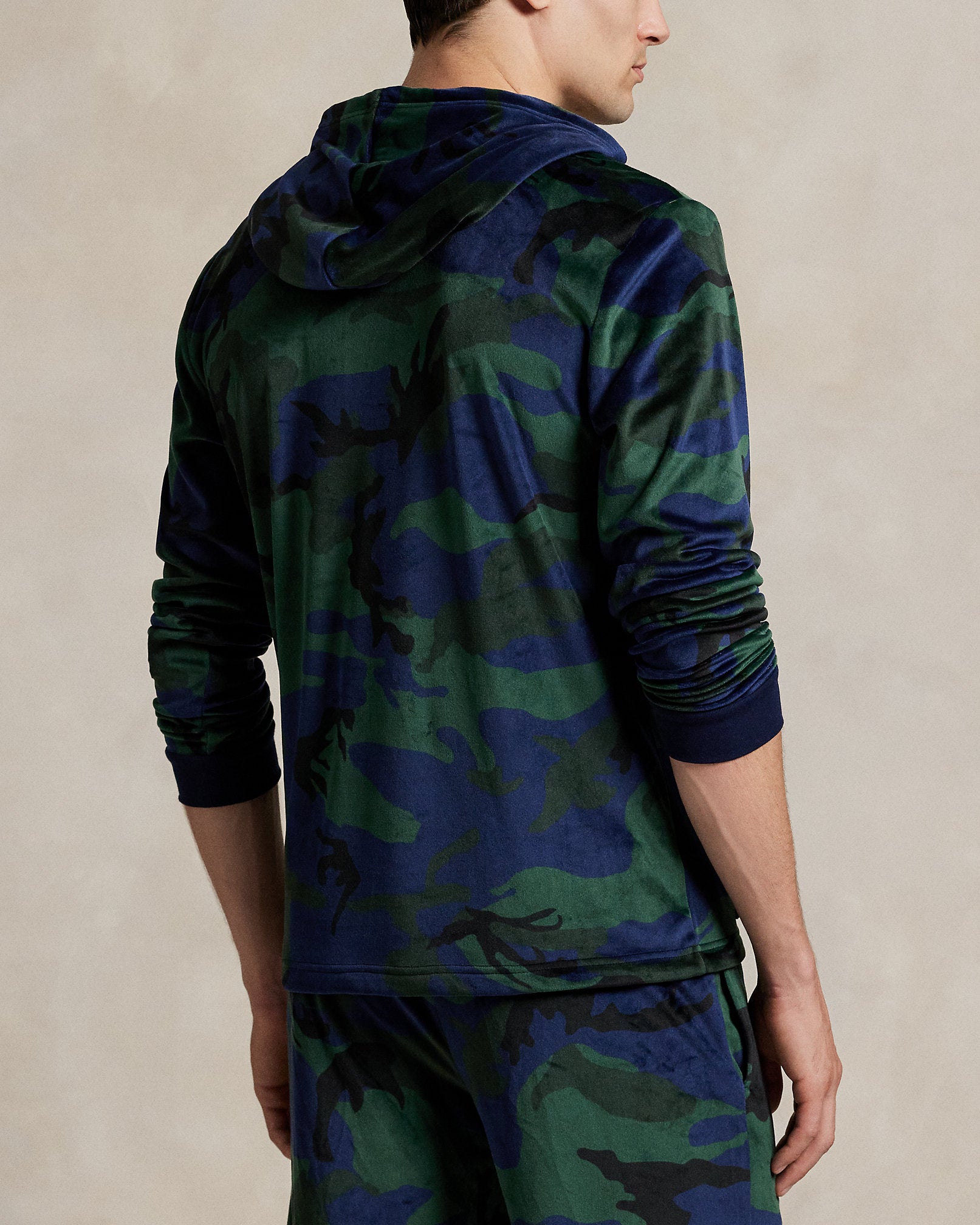 Ralph Lauren Camo Plush Velour Sleep Hoodie
