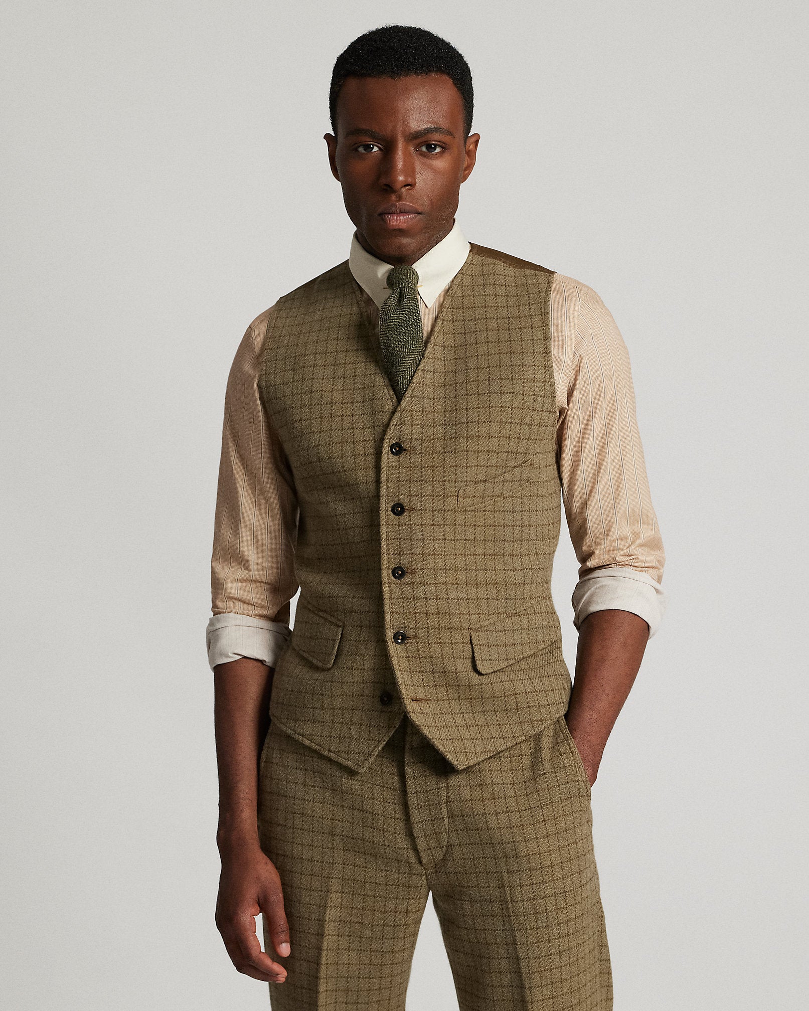 Ralph Lauren Checked Wool Tweed Vest
