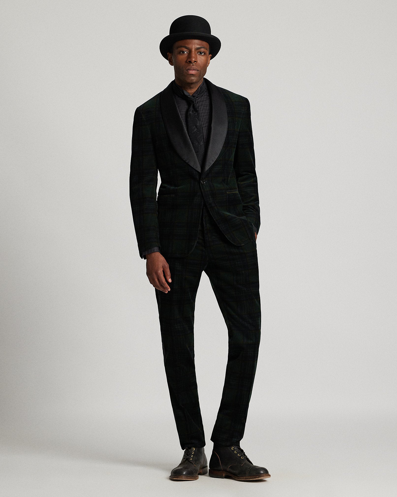Ralph Lauren Plaid Corduroy Tuxedo Jacket