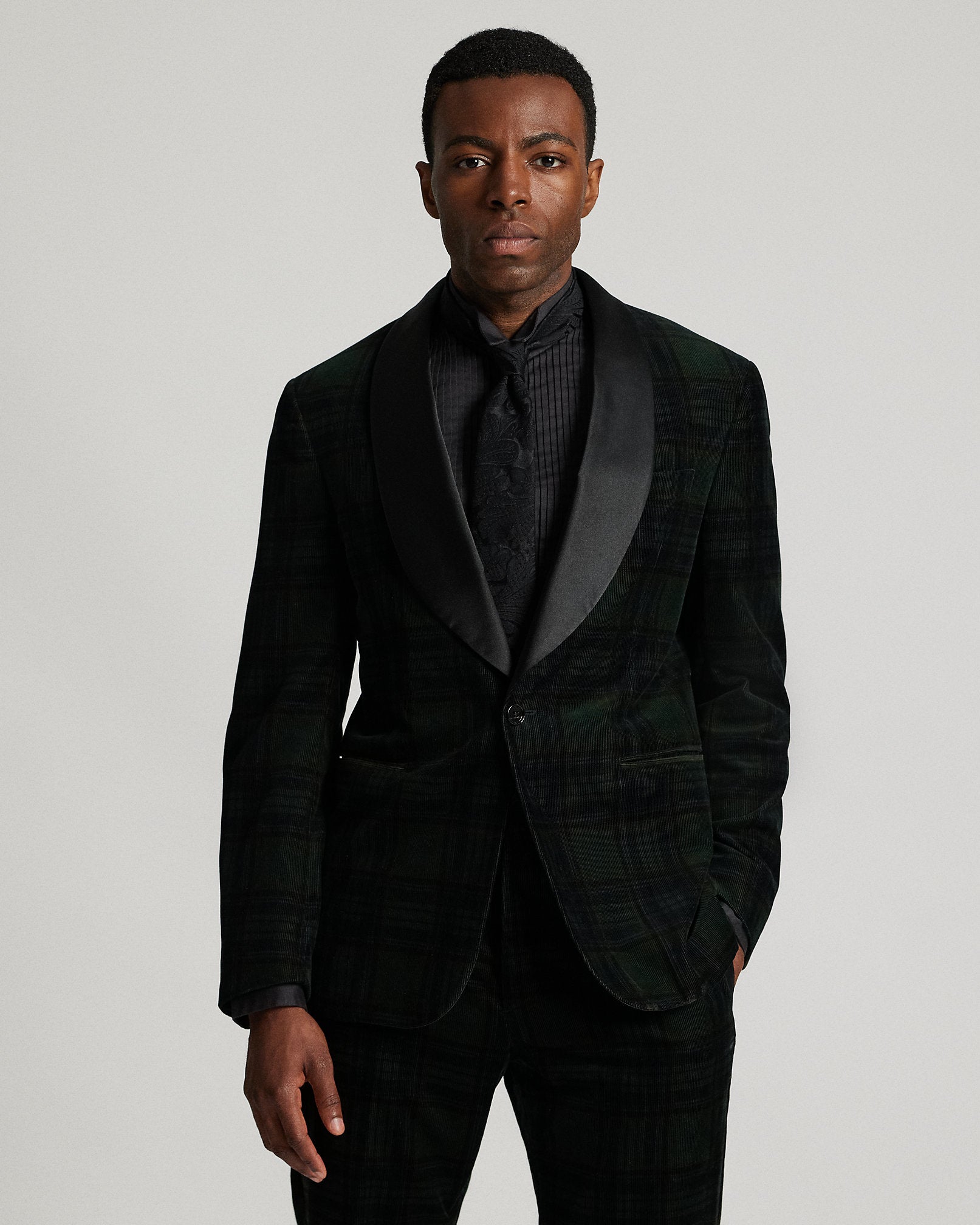 Ralph Lauren Plaid Corduroy Tuxedo Jacket