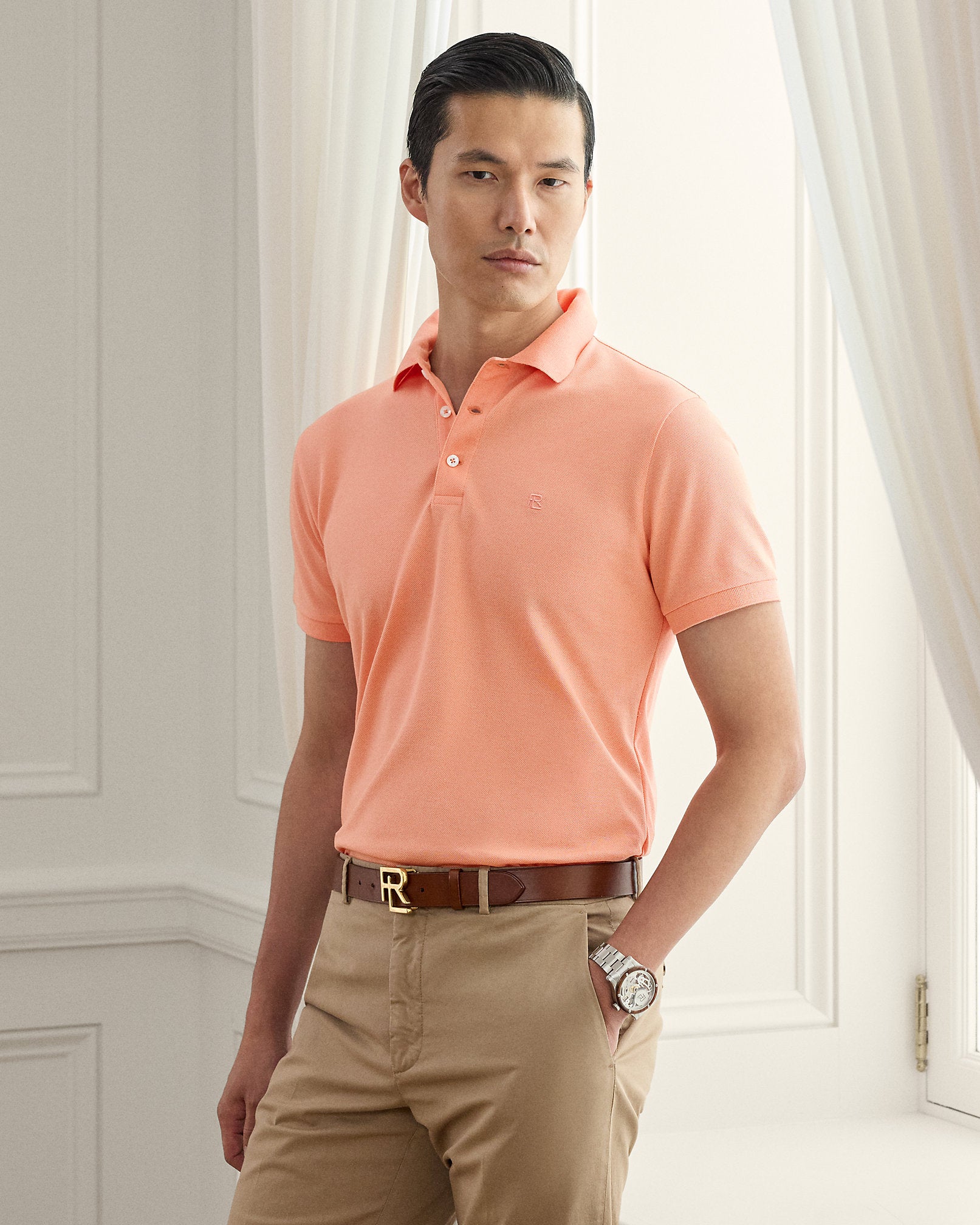 Ralph Lauren Custom Slim Fit Piqué Polo Shirt