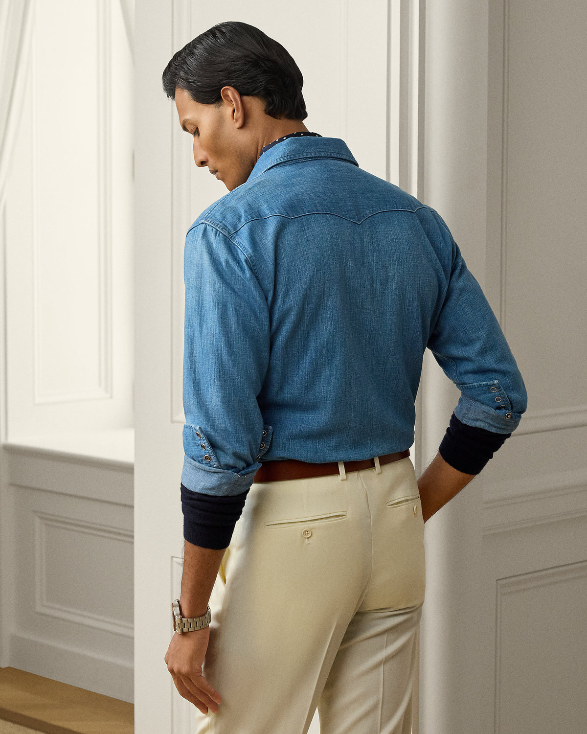 Ralph Lauren CottonLinen Denim Western Shirt