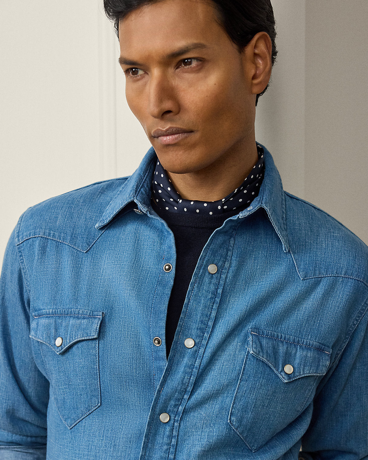 Ralph Lauren CottonLinen Denim Western Shirt