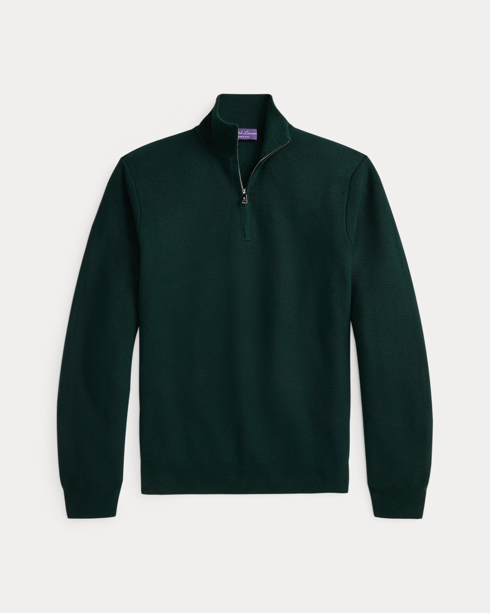Ralph Lauren PiquéKnit Wool QuarterZip Sweater
