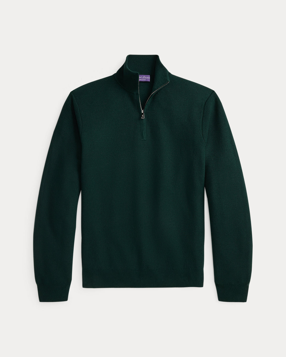 Ralph Lauren PiquéKnit Wool QuarterZip Sweater