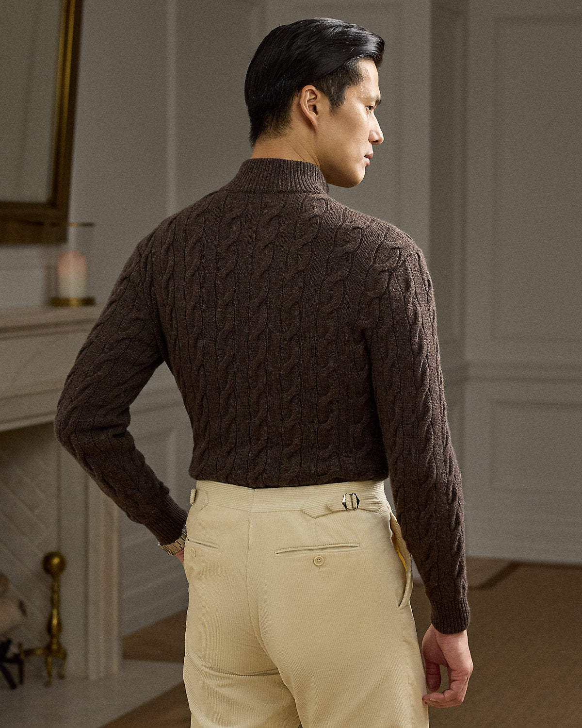 Ralph Lauren CableKnit Cashmere Mockneck Sweater