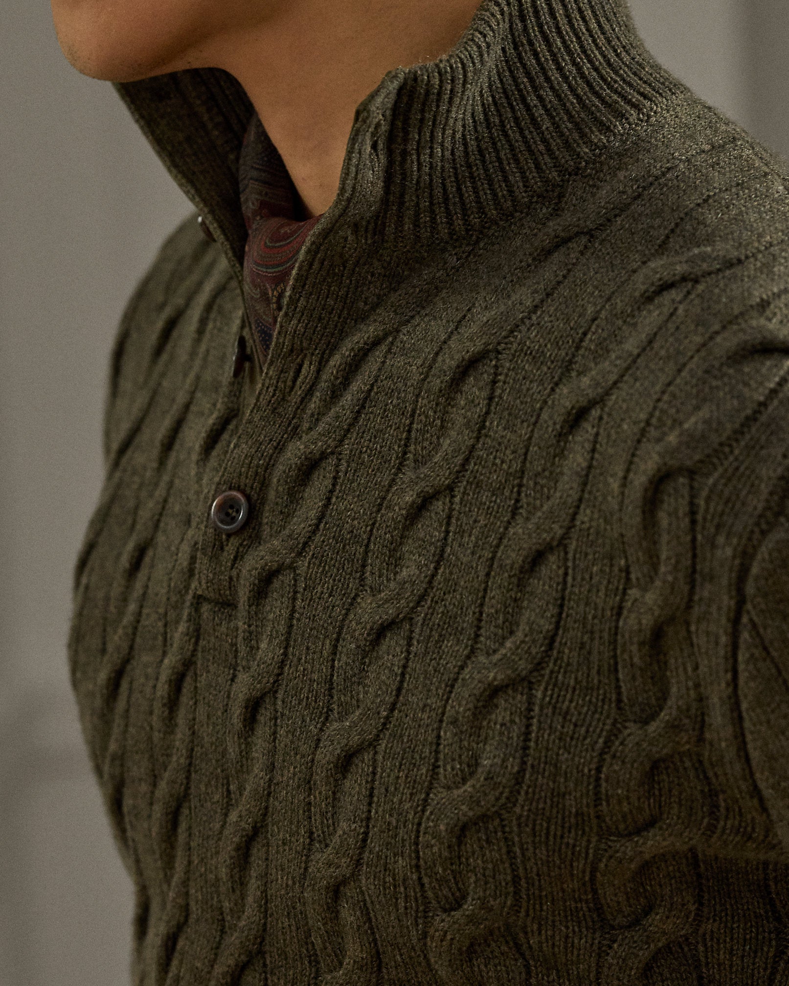 Ralph Lauren CableKnit Cashmere Mockneck Sweater