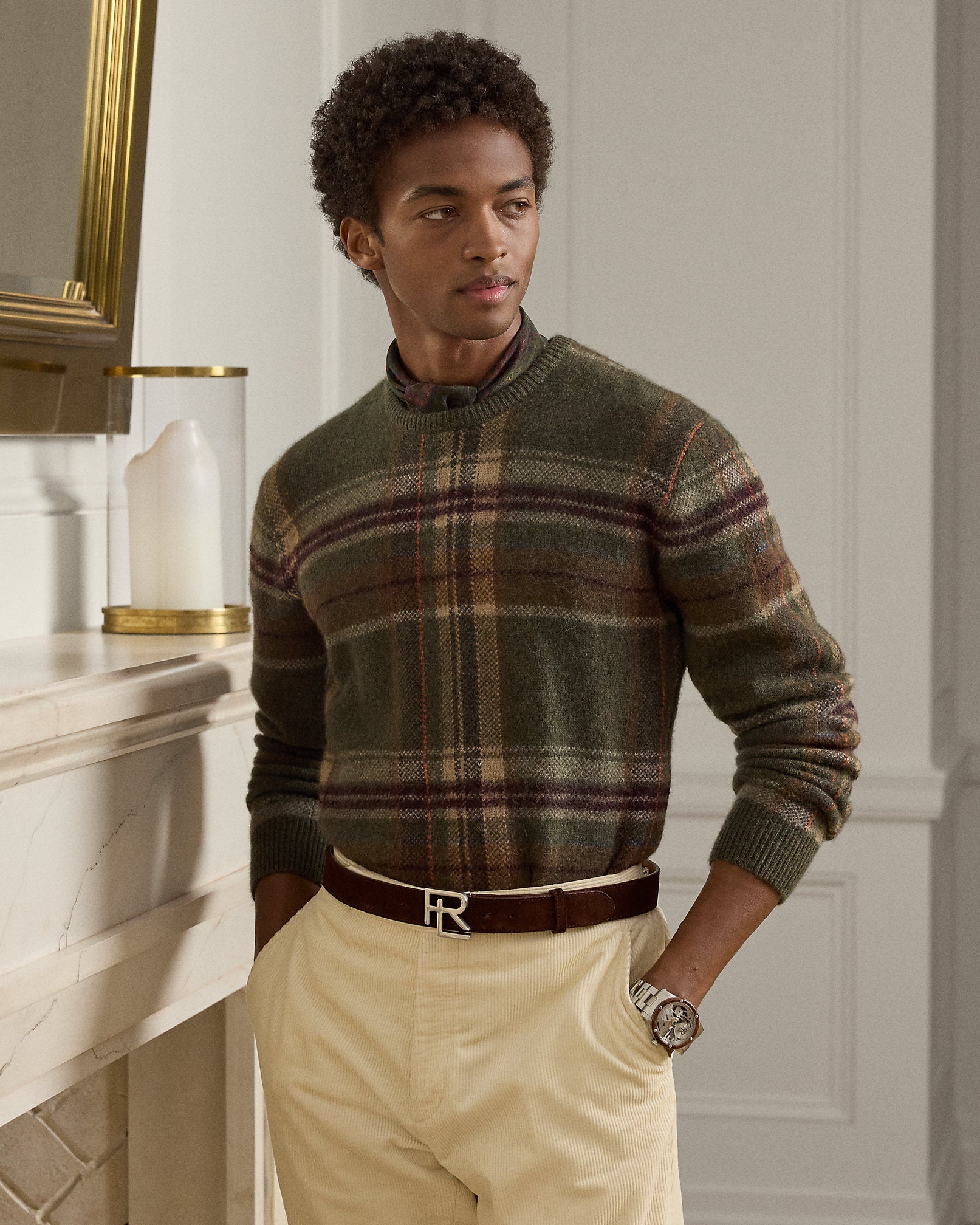 Ralph Lauren Plaid Brushed WoolBlend Sweater