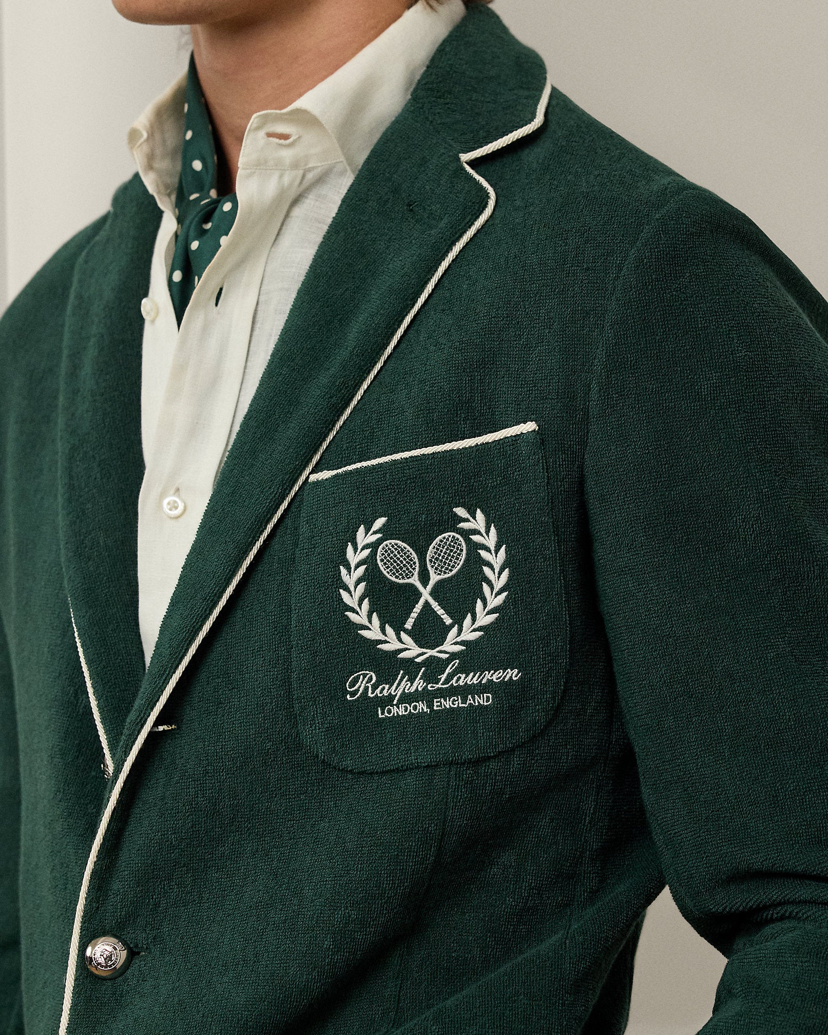 Ralph Lauren HandTailored Embroidered Terry Blazer