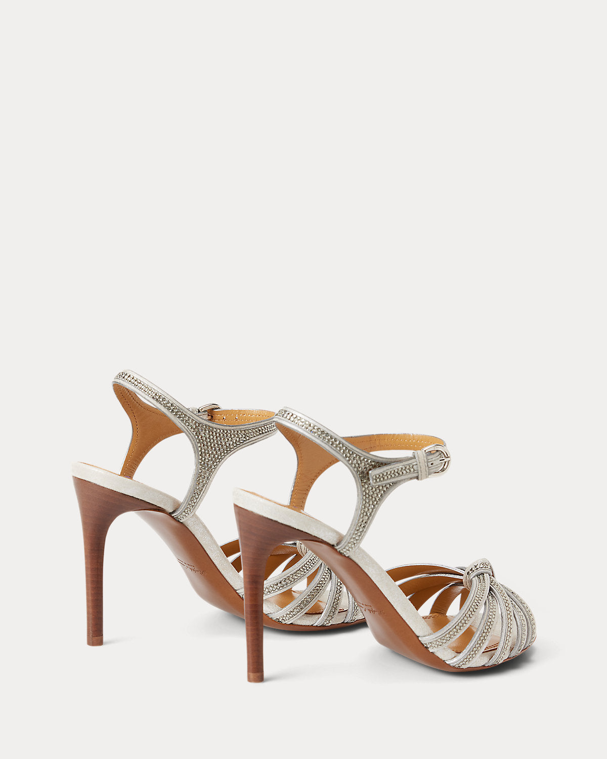 Ralph Lauren Kieran 95 Mm Embellished Suede Sandal Palladium