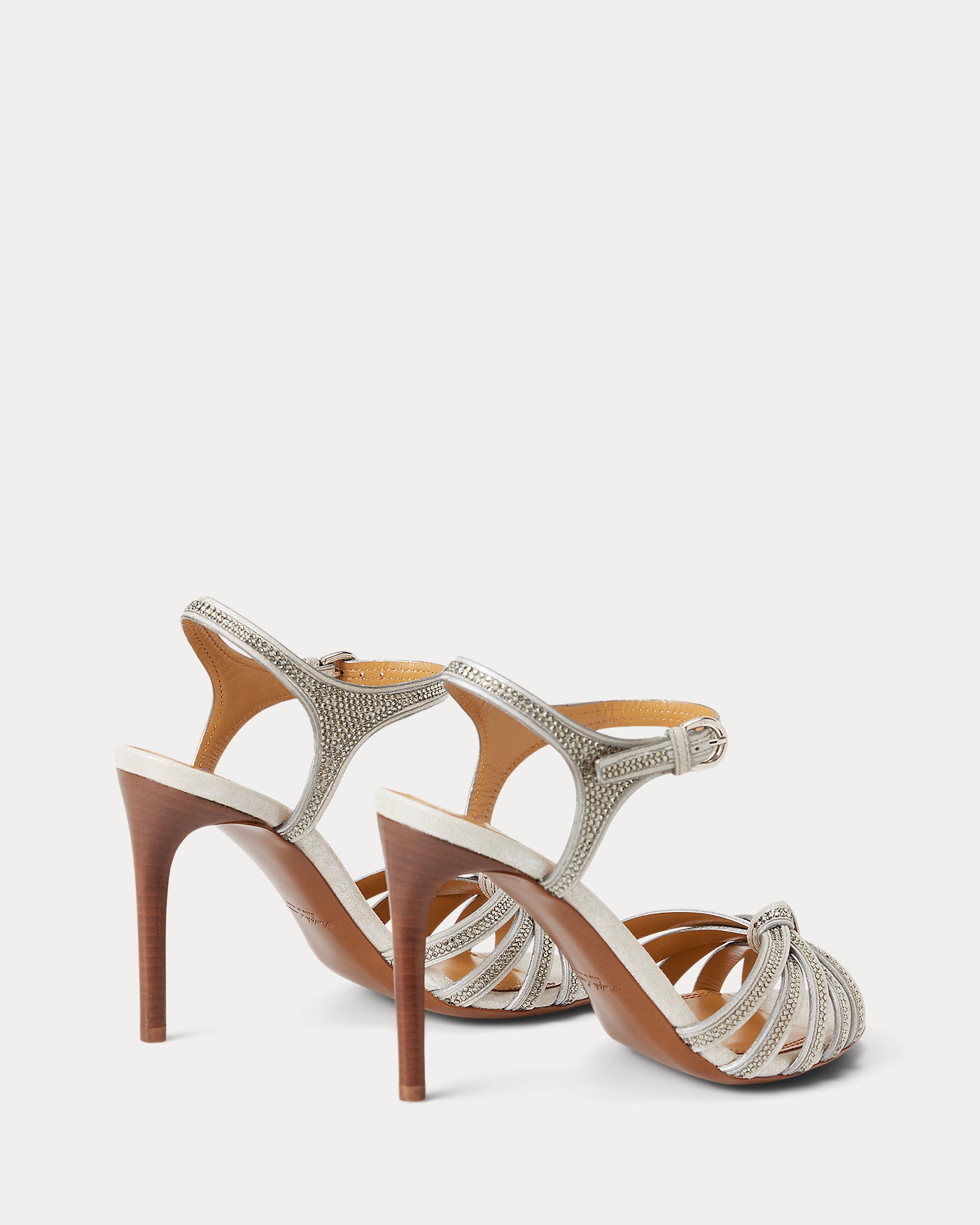 Ralph Lauren Kieran 95 Mm Embellished Suede Sandal Palladium