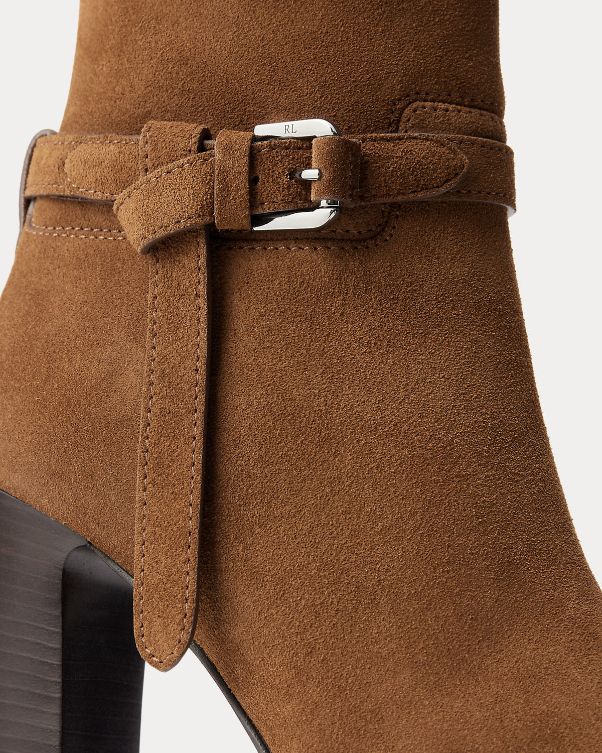 Ralph Lauren Donnely 90 Mm Calfsuede Bootie Cognac
