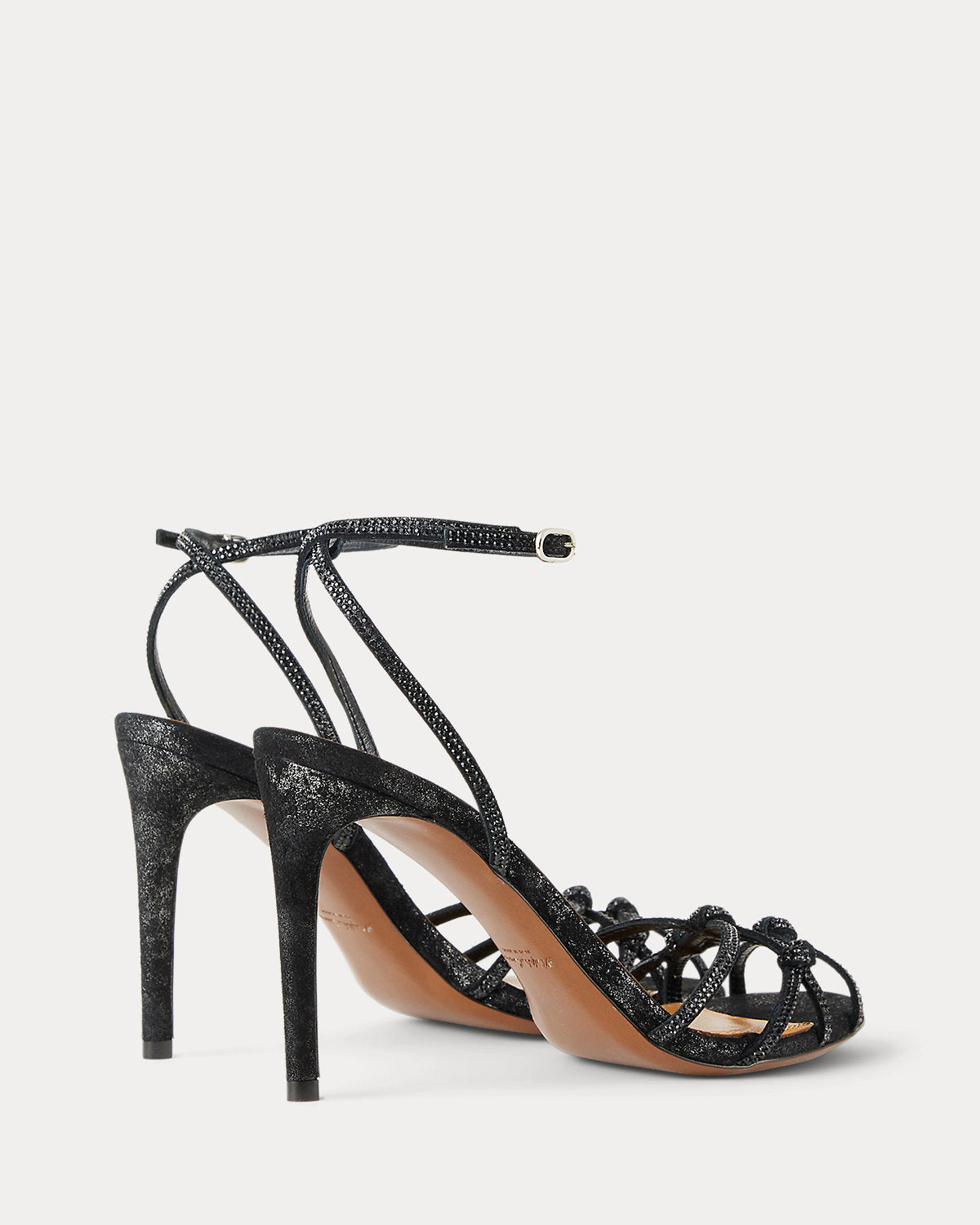 Ralph Lauren Kiera 95 Mm Embellished Metallic Sandal Black