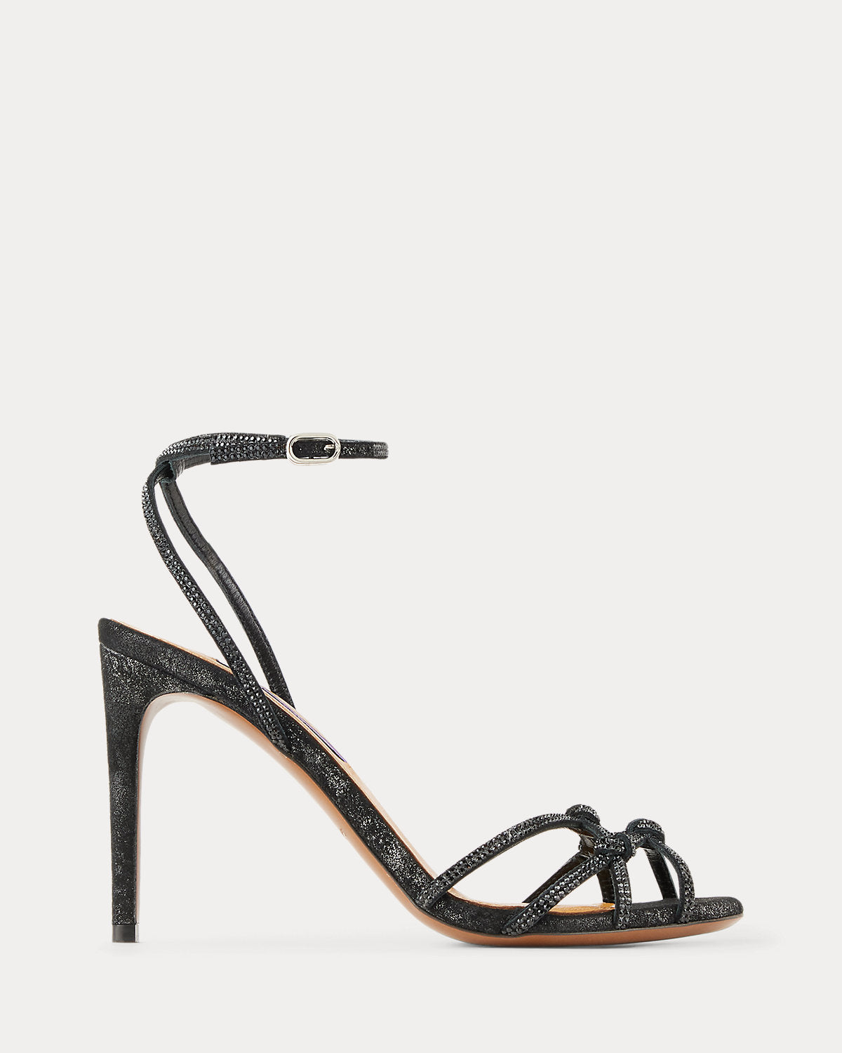 Ralph Lauren Kiera 95 Mm Embellished Metallic Sandal Black