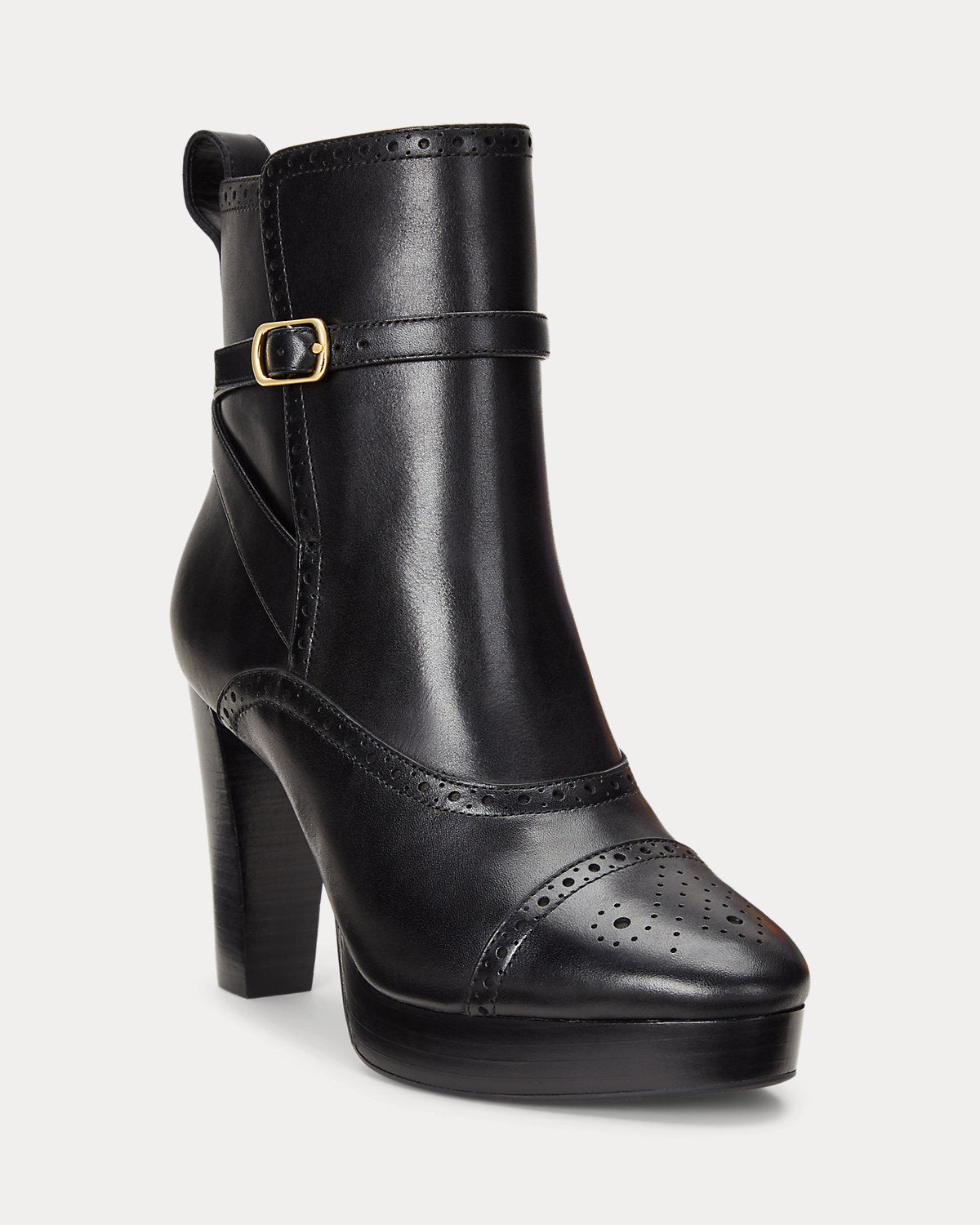 Ralph Lauren Mckinsey Burnished Leather Bootie Black