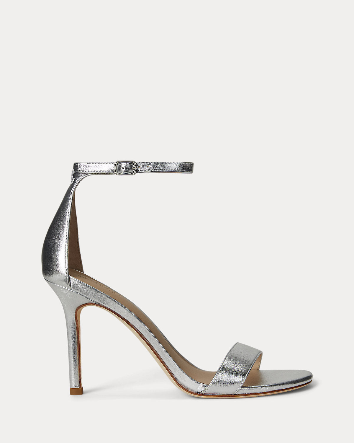 Ralph Lauren Allie Metallic Nappa Leather Sandal Polished Silver
