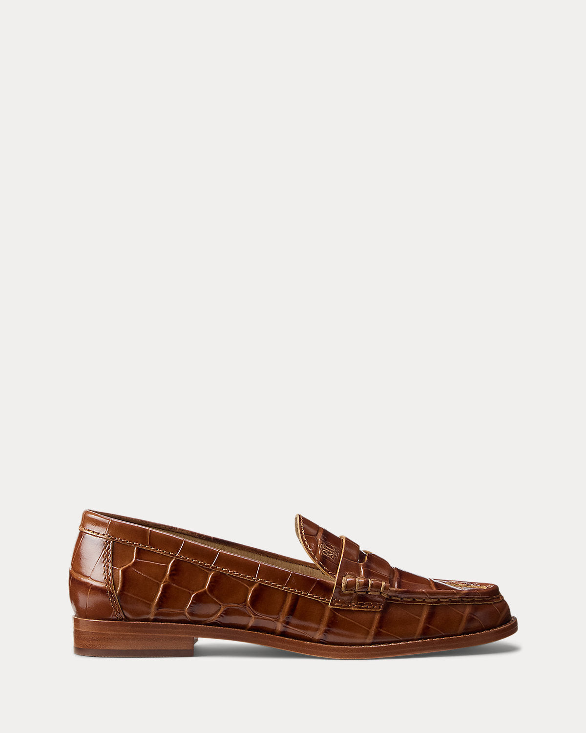 Ralph Lauren Wynnie Crocodileembossed Leather Loafer Tobacco