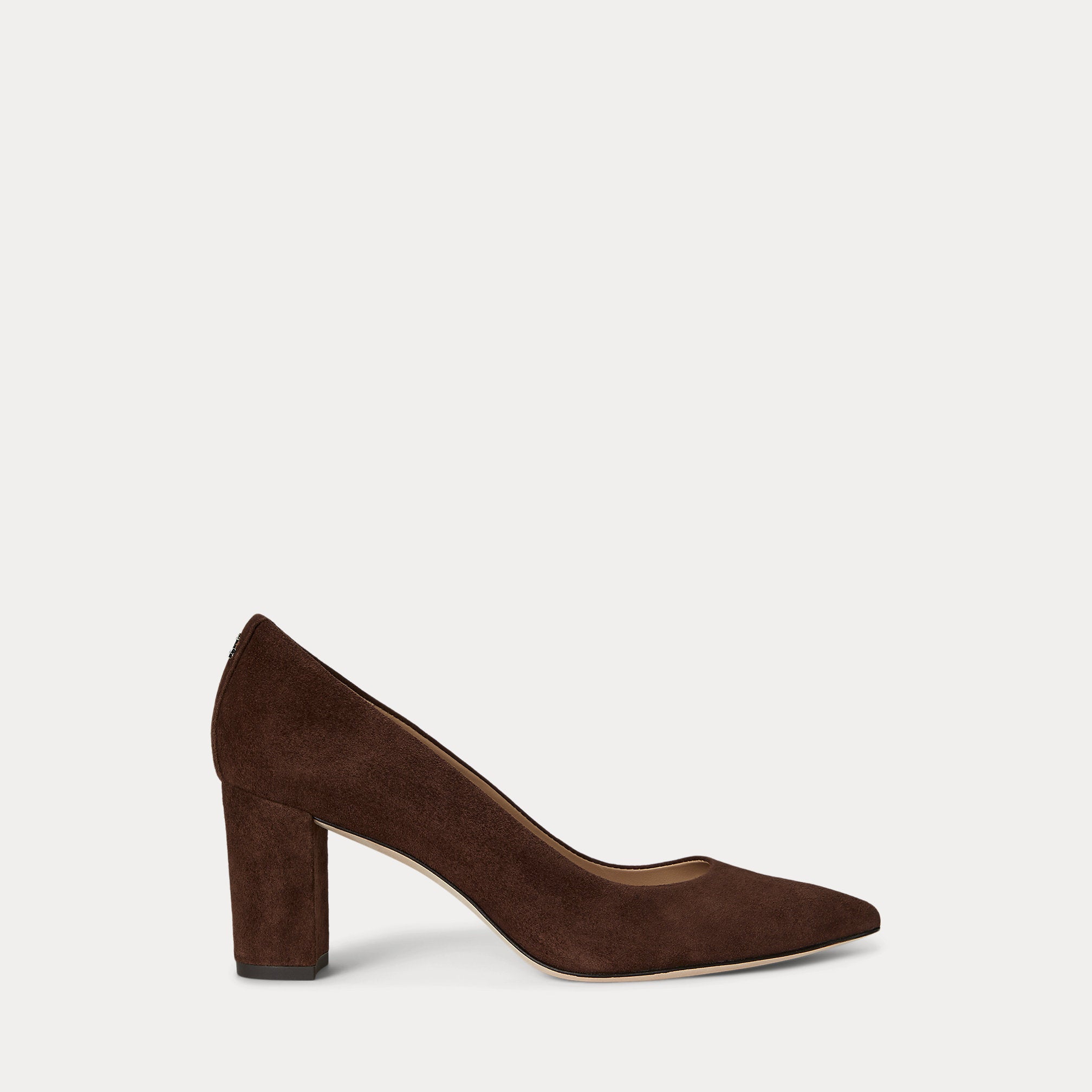 Ralph Lauren Lanette Suede Blockheel Pump Dark Hickory