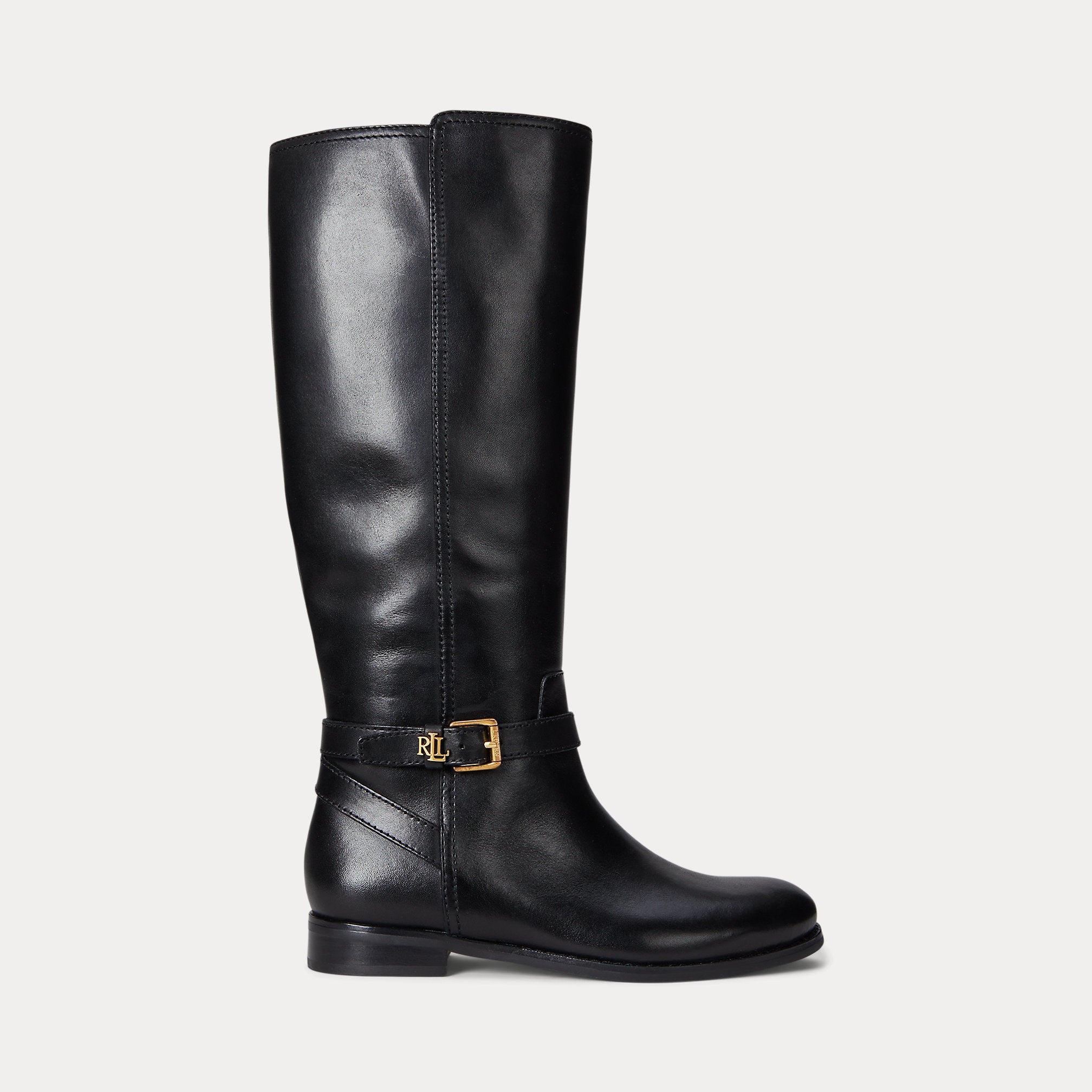 Ralph Lauren Brooke Ii Burnished Leather Tall Boot Black