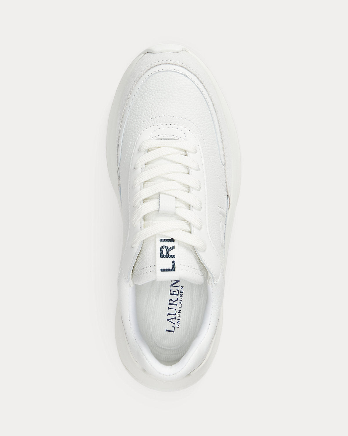 Ralph Lauren Franky Tumbled Leather Suede Sneaker Snow White