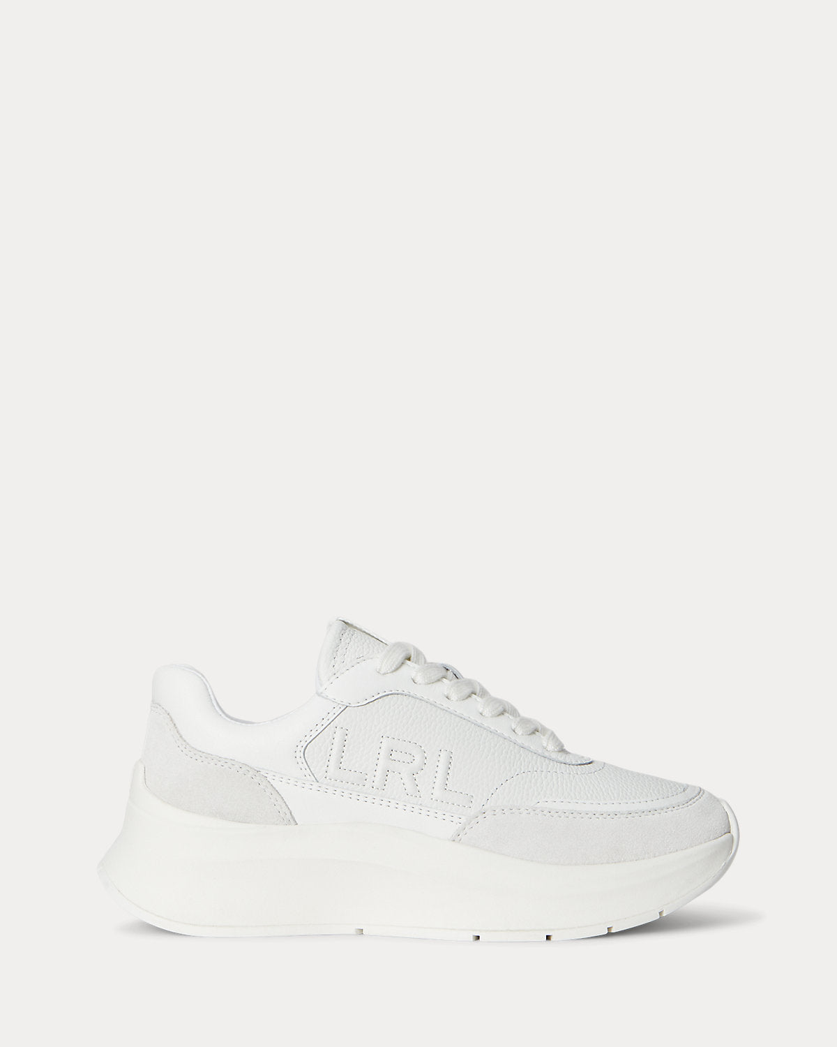 Ralph Lauren Franky Tumbled Leather Suede Sneaker Snow White