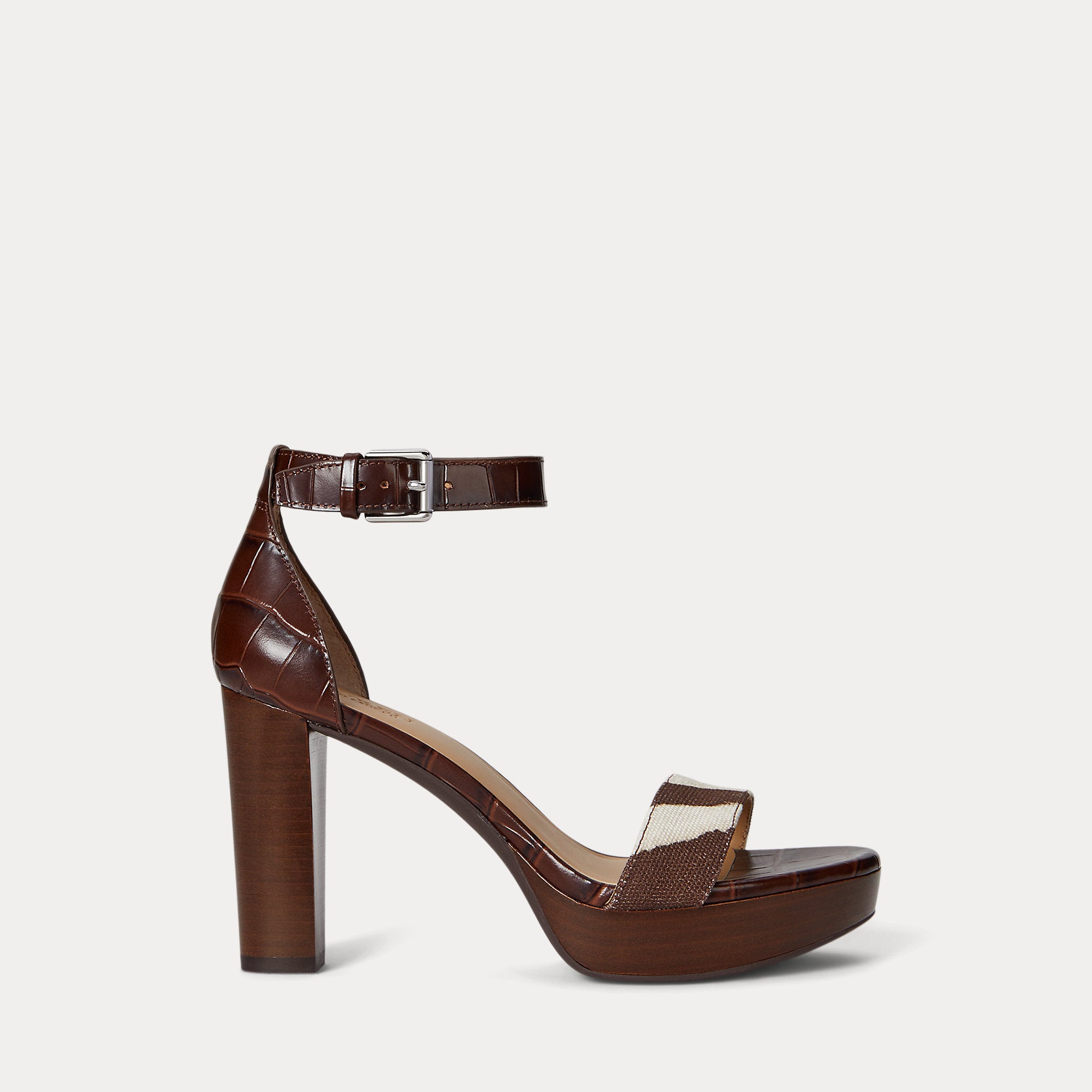 Ralph Lauren Sylvia Zebraprinttrim Embossed Sandal Zebra