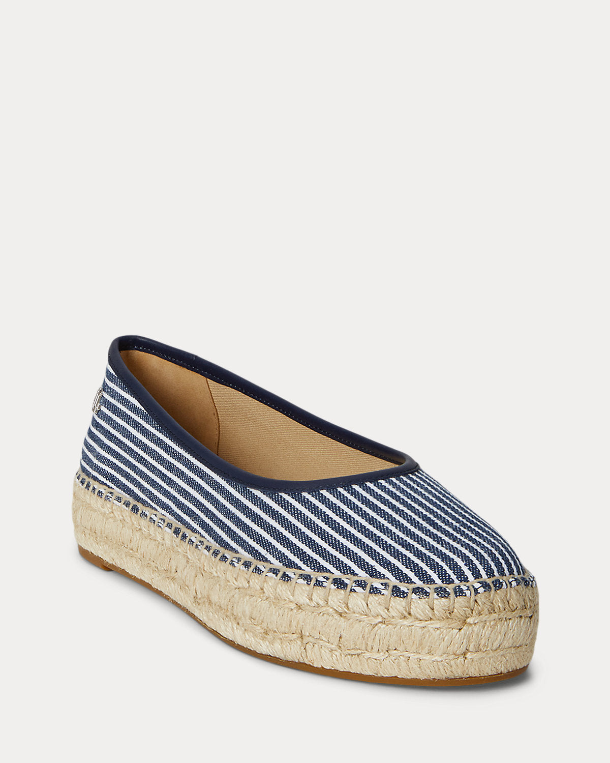 Ralph Lauren Luize Striped Canvas Ballet Espadrille Refined Navy