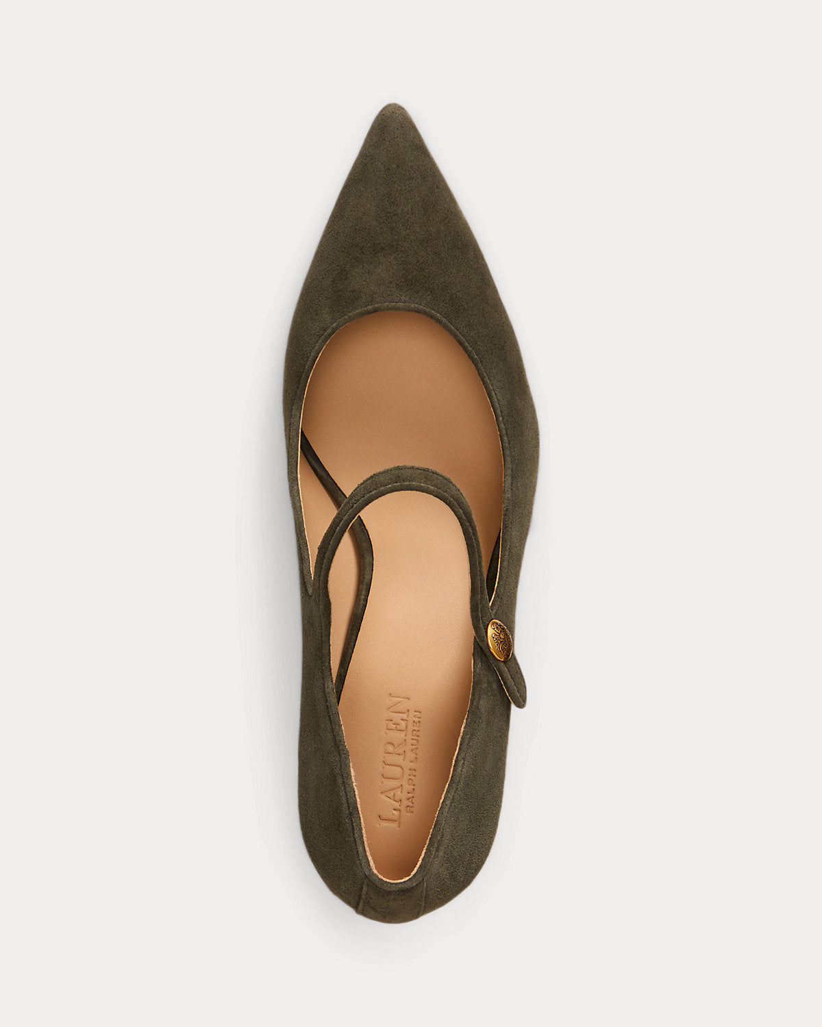 Ralph Lauren Lanette Suede Mary Jane Pump Dark Olive