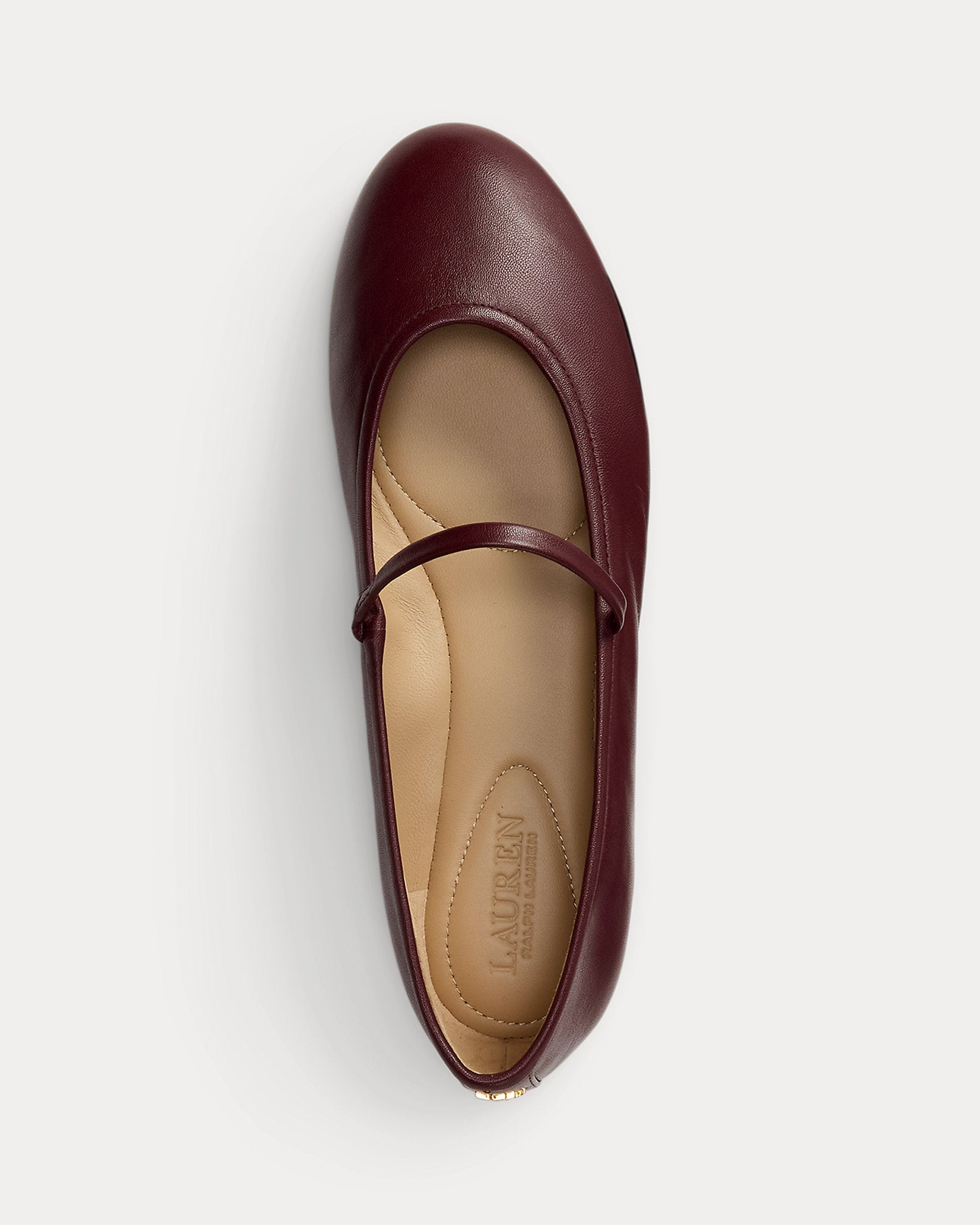 Ralph Lauren Jayna Nappa Leather Mary Jane Flat Dark Garnet