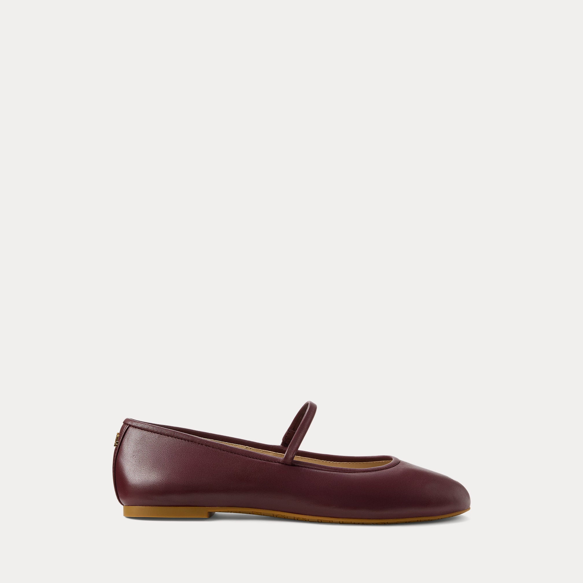 Ralph Lauren Jayna Nappa Leather Mary Jane Flat Dark Garnet