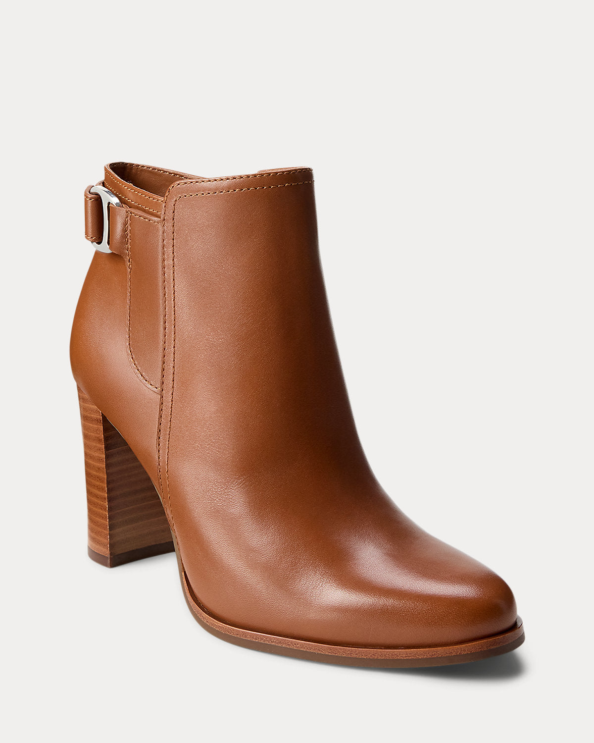 Ralph Lauren Tasha Calfskin Bootie Heel Lauren Tan