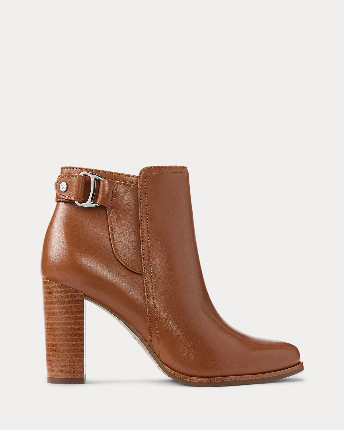 Ralph Lauren Tasha Calfskin Bootie Heel Lauren Tan