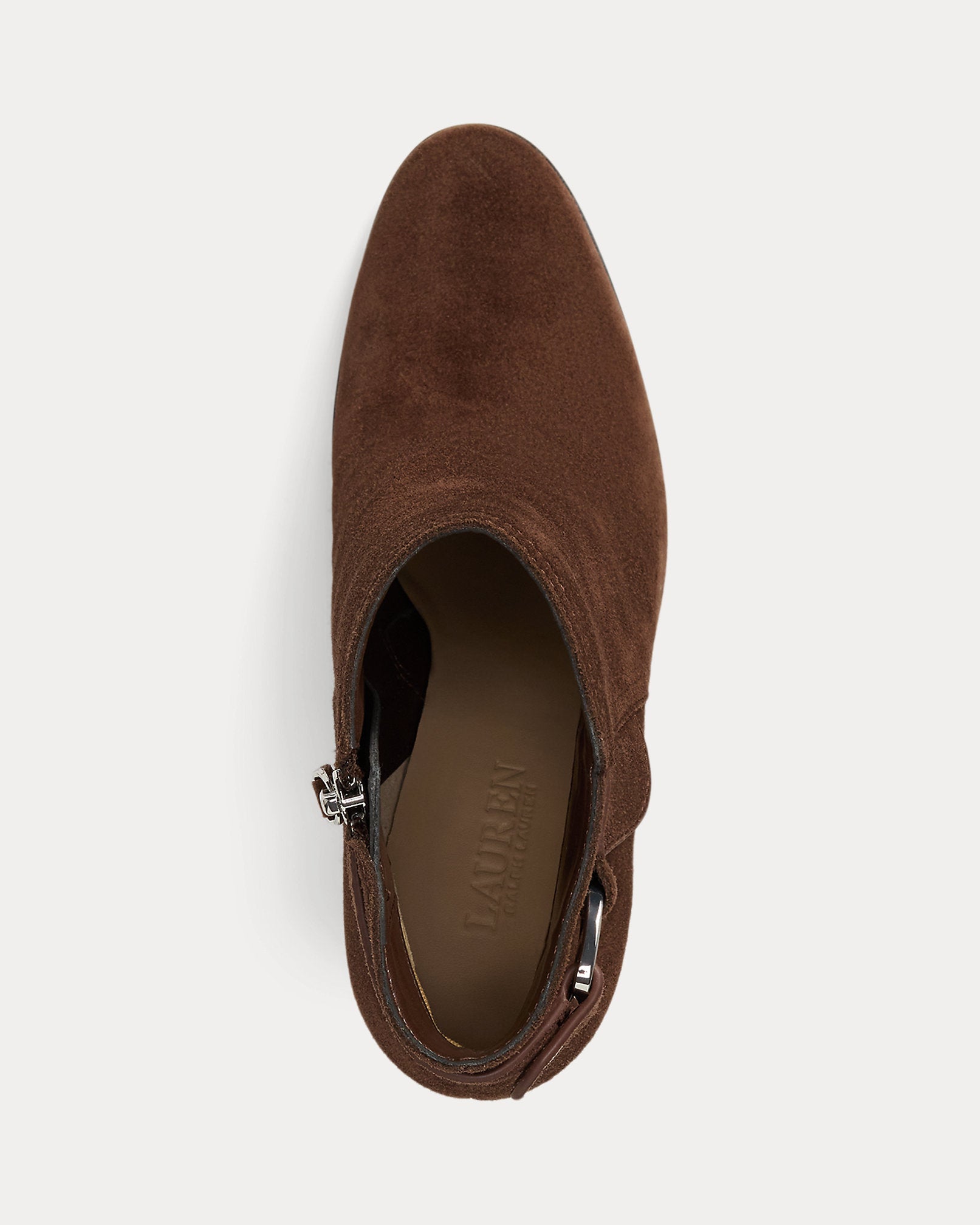 Ralph Lauren Tasha Suede Bootie Heel Dark Hickory