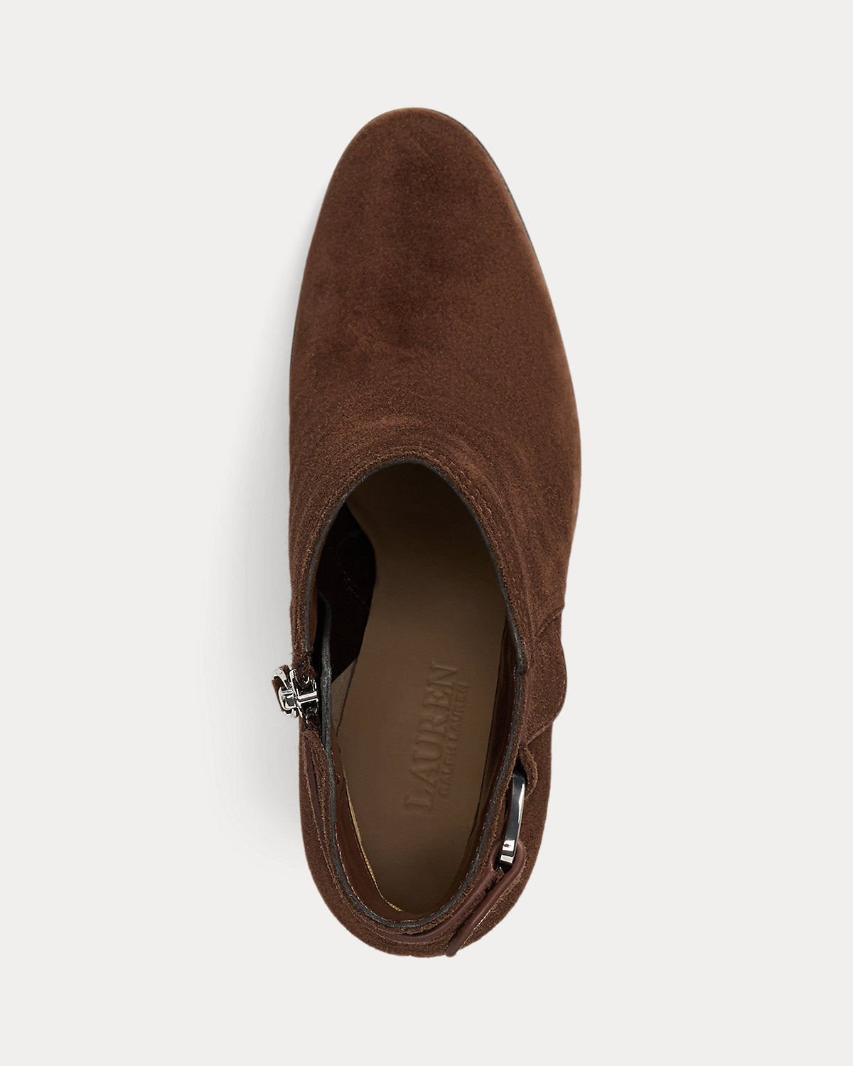 Ralph Lauren Tasha Suede Bootie Heel Dark Hickory