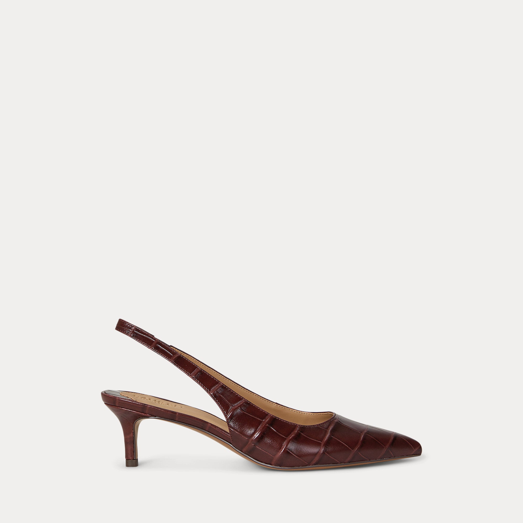 Ralph Lauren Lolah Ii Crocembossed Slingback Pump Dark Garnet