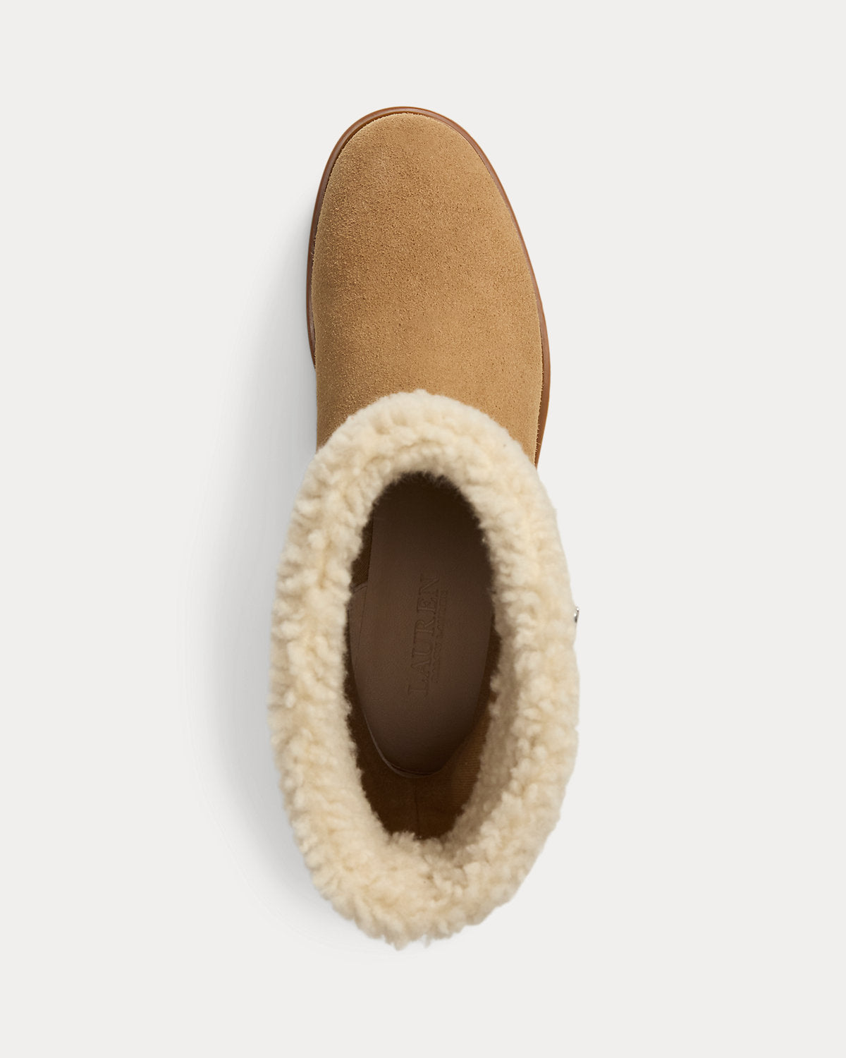 Ralph Lauren Allyson Shearling Suede Bootie Camel