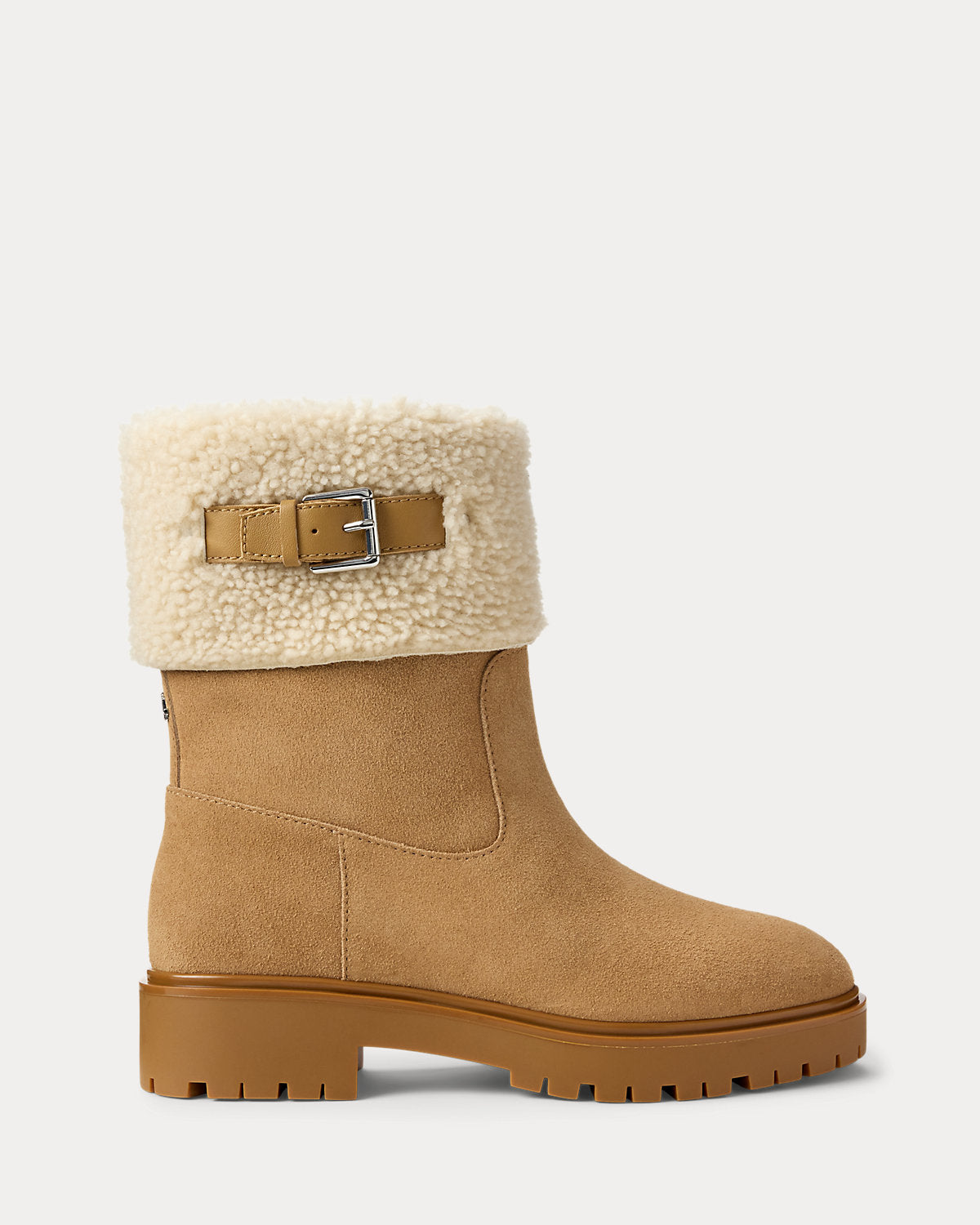 Ralph Lauren Allyson Shearling Suede Bootie Camel