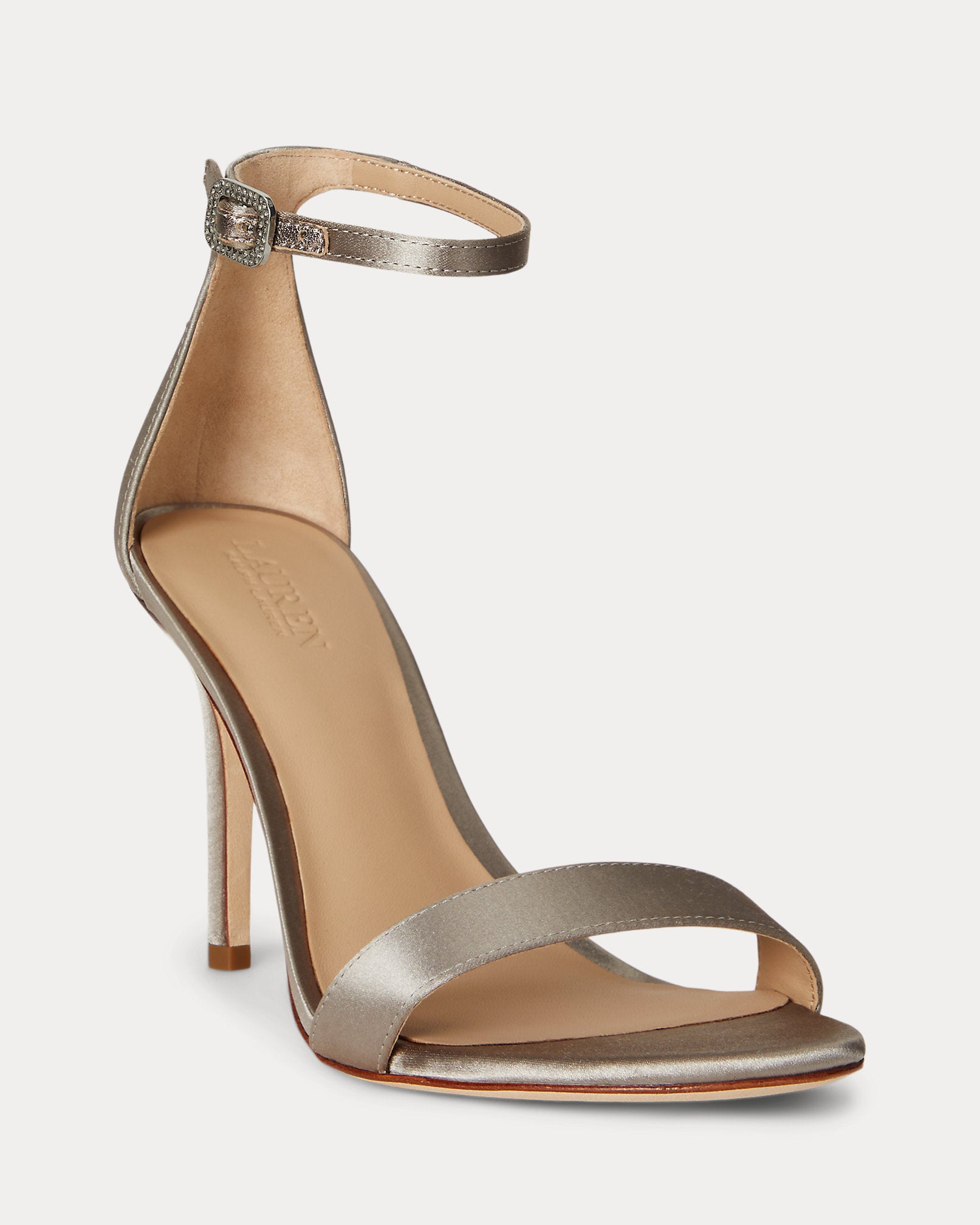 Ralph Lauren Allie Pavbuckle Satin Sandal Taupe Brown