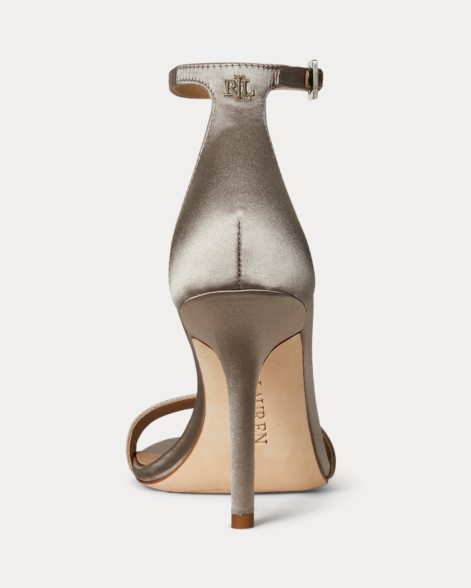 Ralph Lauren Allie Pavbuckle Satin Sandal Taupe Brown