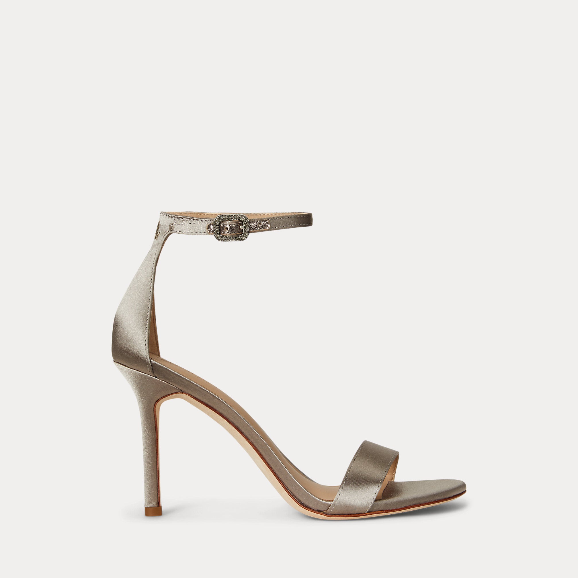 Ralph Lauren Allie Pavbuckle Satin Sandal Taupe Brown