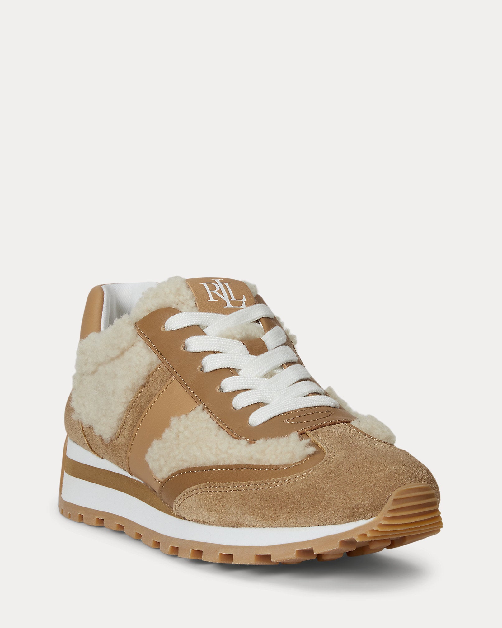 Ralph Lauren Dani Shearlingtrim Suede Sneaker Natural