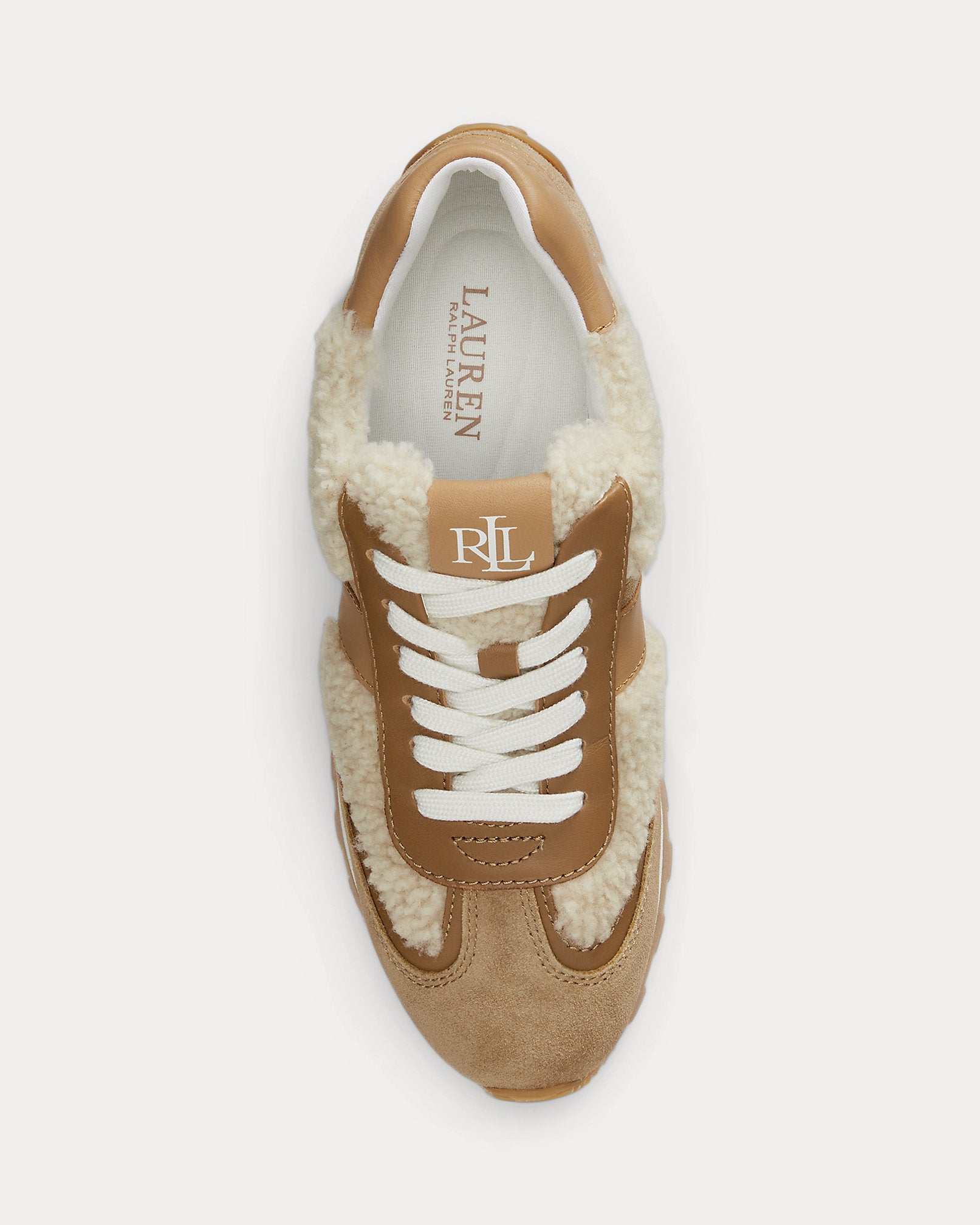 Ralph Lauren Dani Shearlingtrim Suede Sneaker Natural