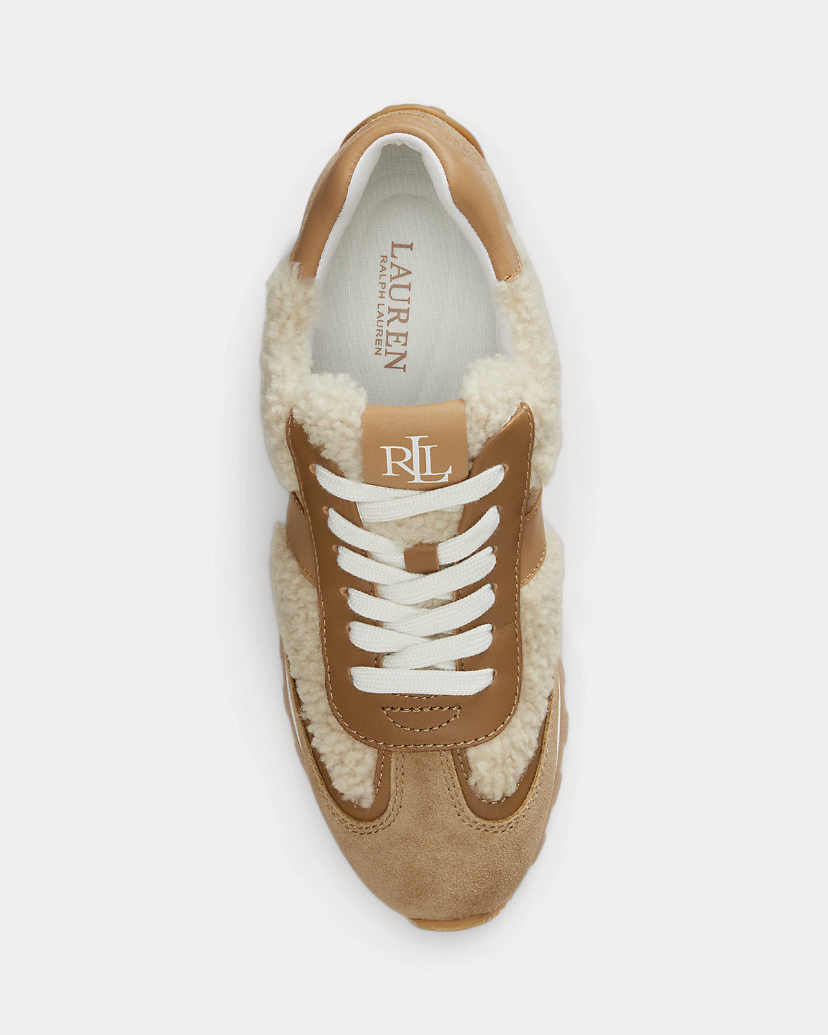 Ralph Lauren Dani Shearlingtrim Suede Sneaker Natural