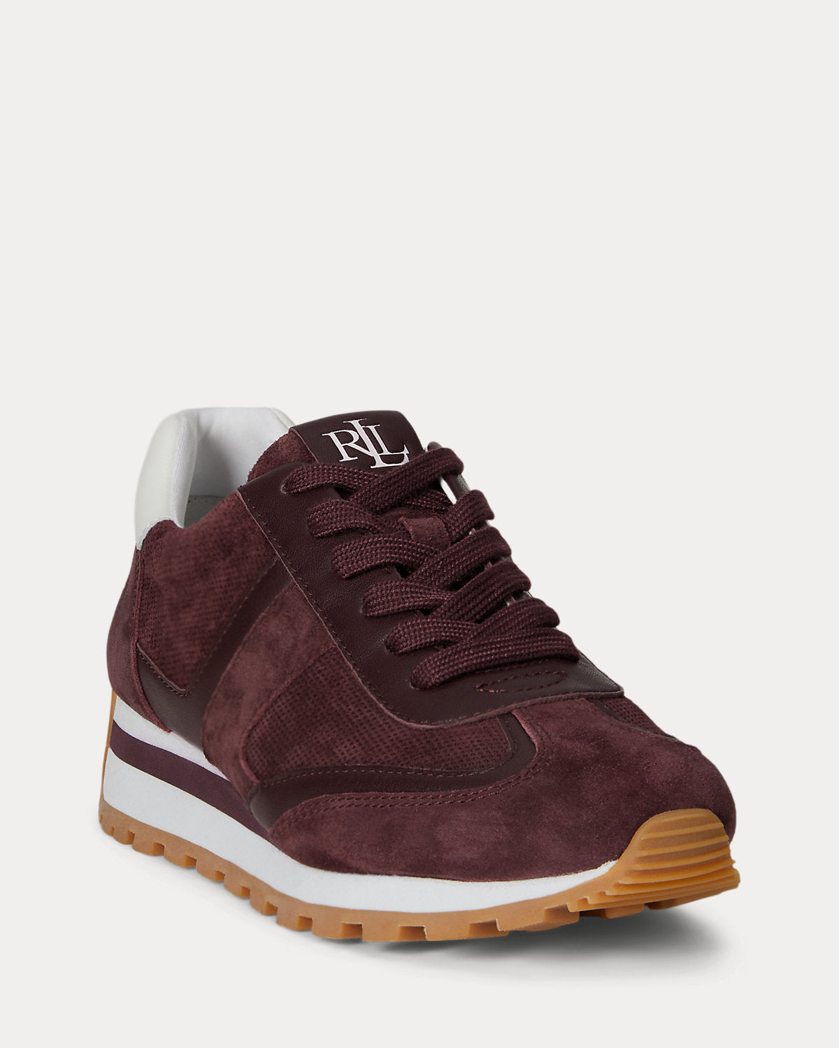 Ralph Lauren Dani Perforated Suede Sneaker Dark Garnet