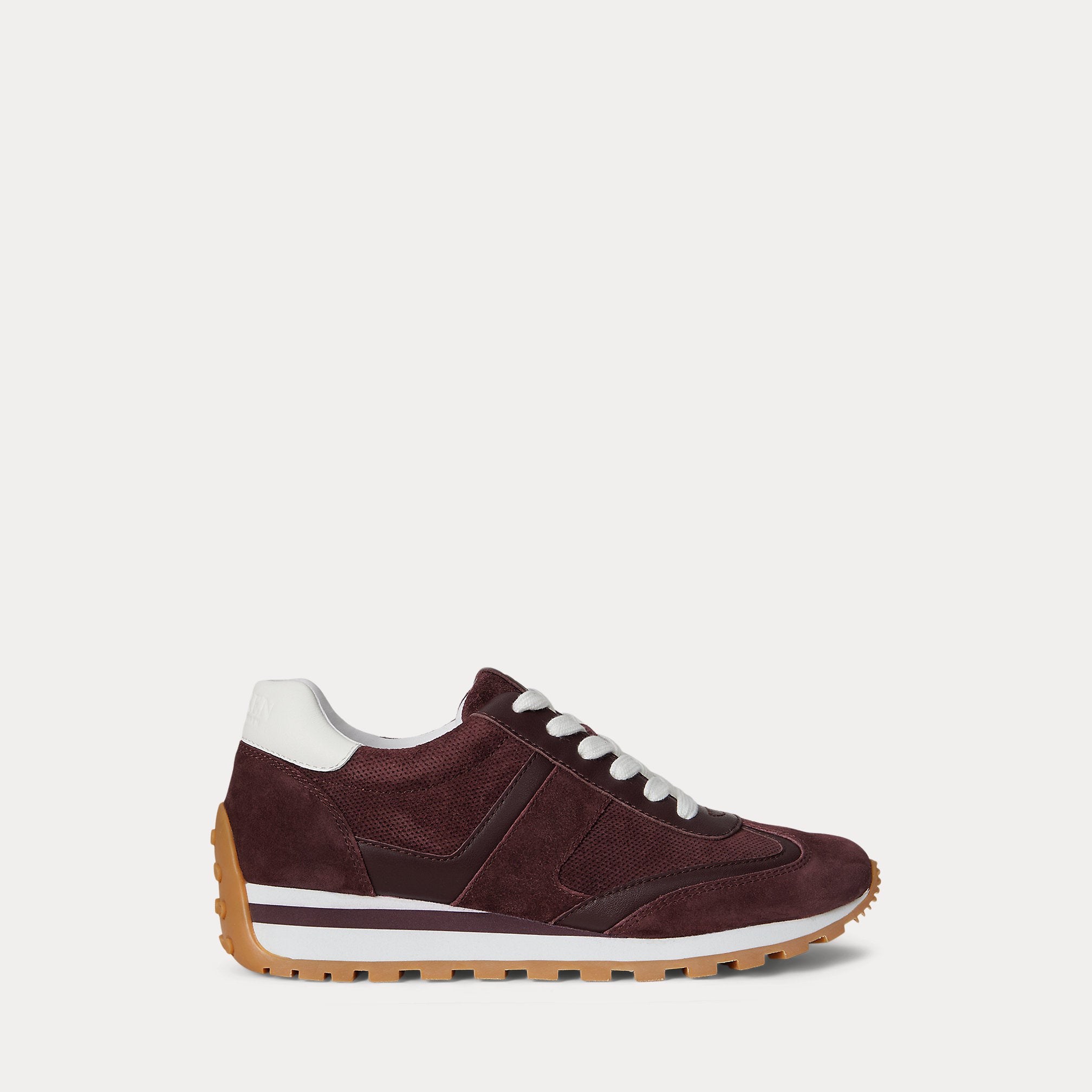 Ralph Lauren Dani Perforated Suede Sneaker Dark Garnet